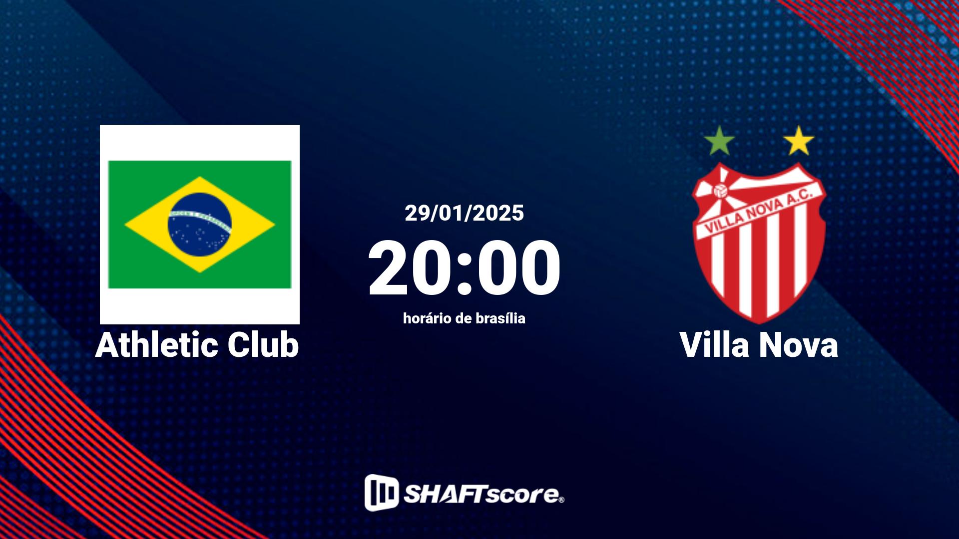 Estatísticas do jogo Athletic Club vs Villa Nova 29.01 20:00