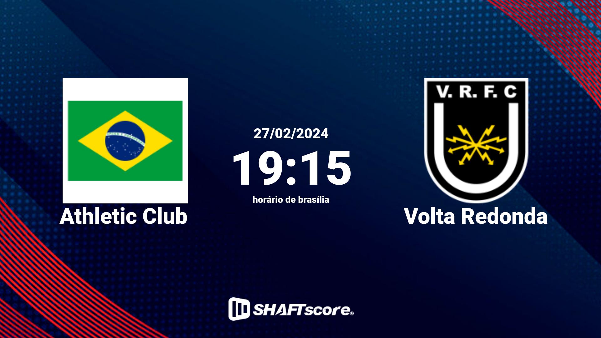 Estatísticas do jogo Athletic Club vs Volta Redonda 27.02 19:15