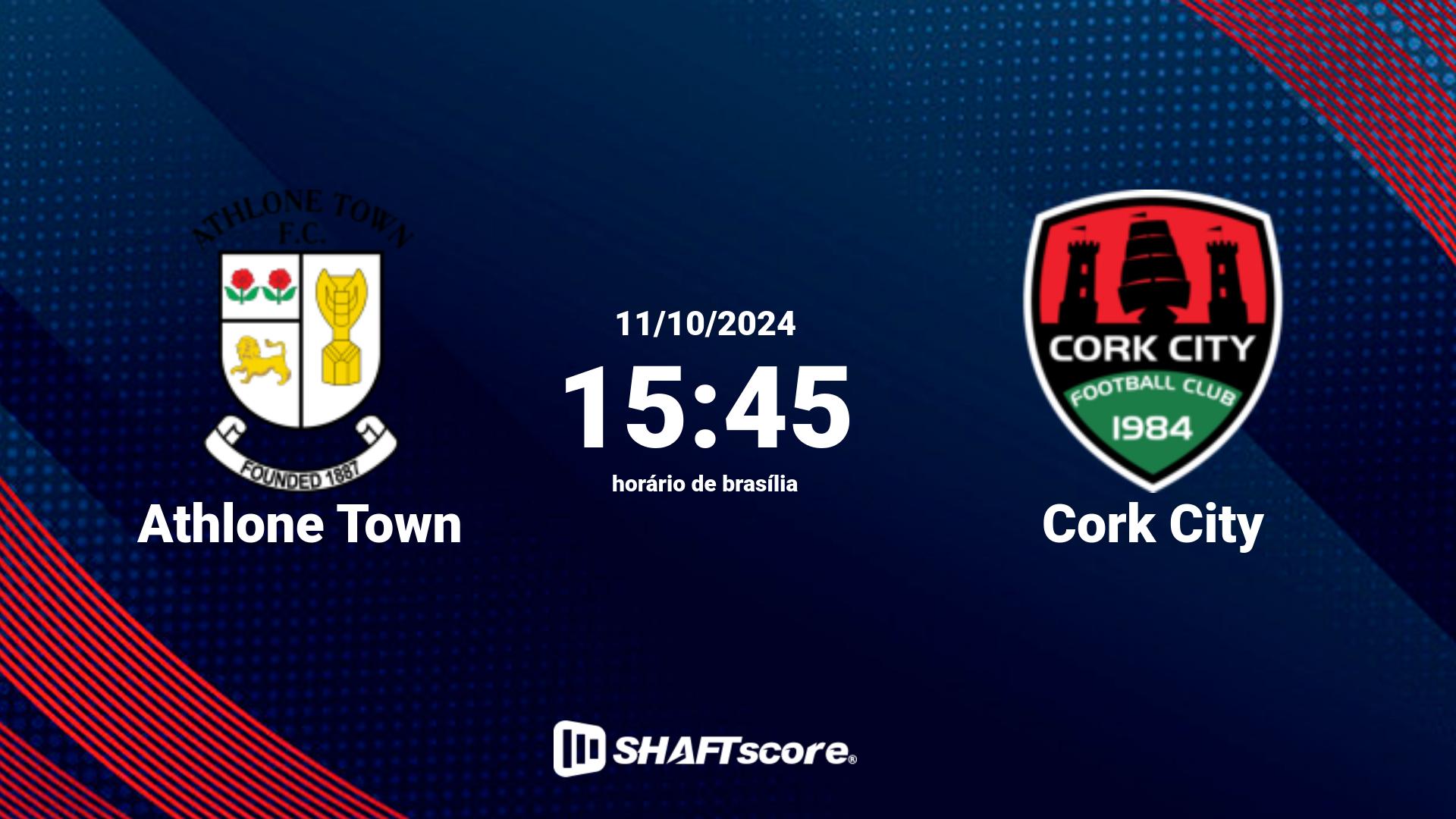 Estatísticas do jogo Athlone Town vs Cork City 11.10 15:45