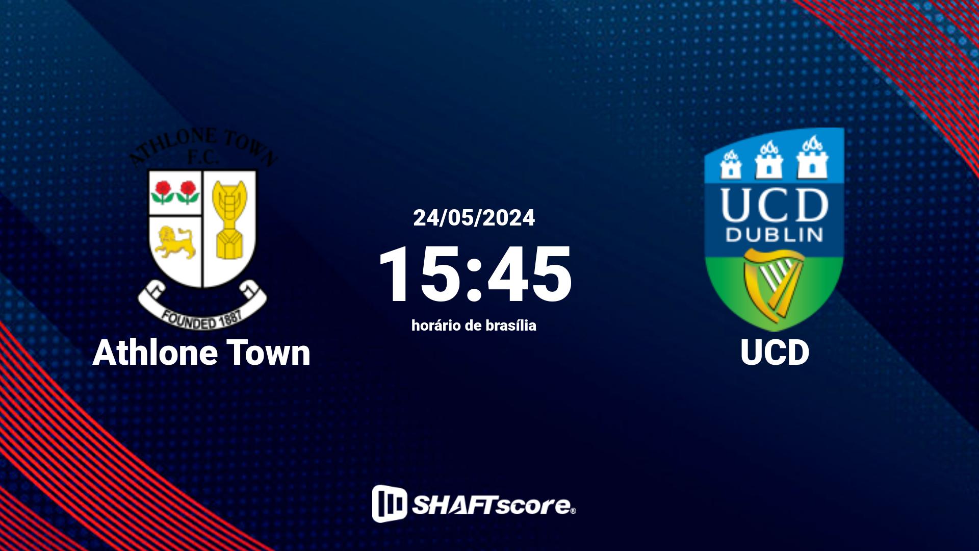 Estatísticas do jogo Athlone Town vs UCD 24.05 15:45