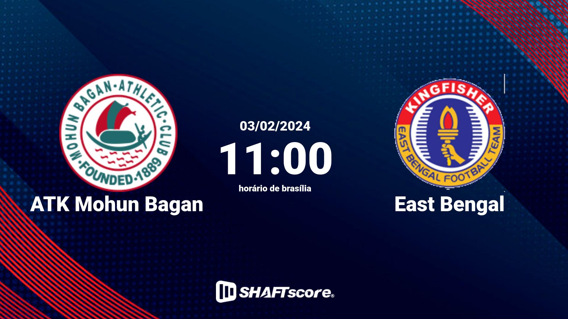 Estatísticas do jogo ATK Mohun Bagan vs East Bengal 03.02 11:00