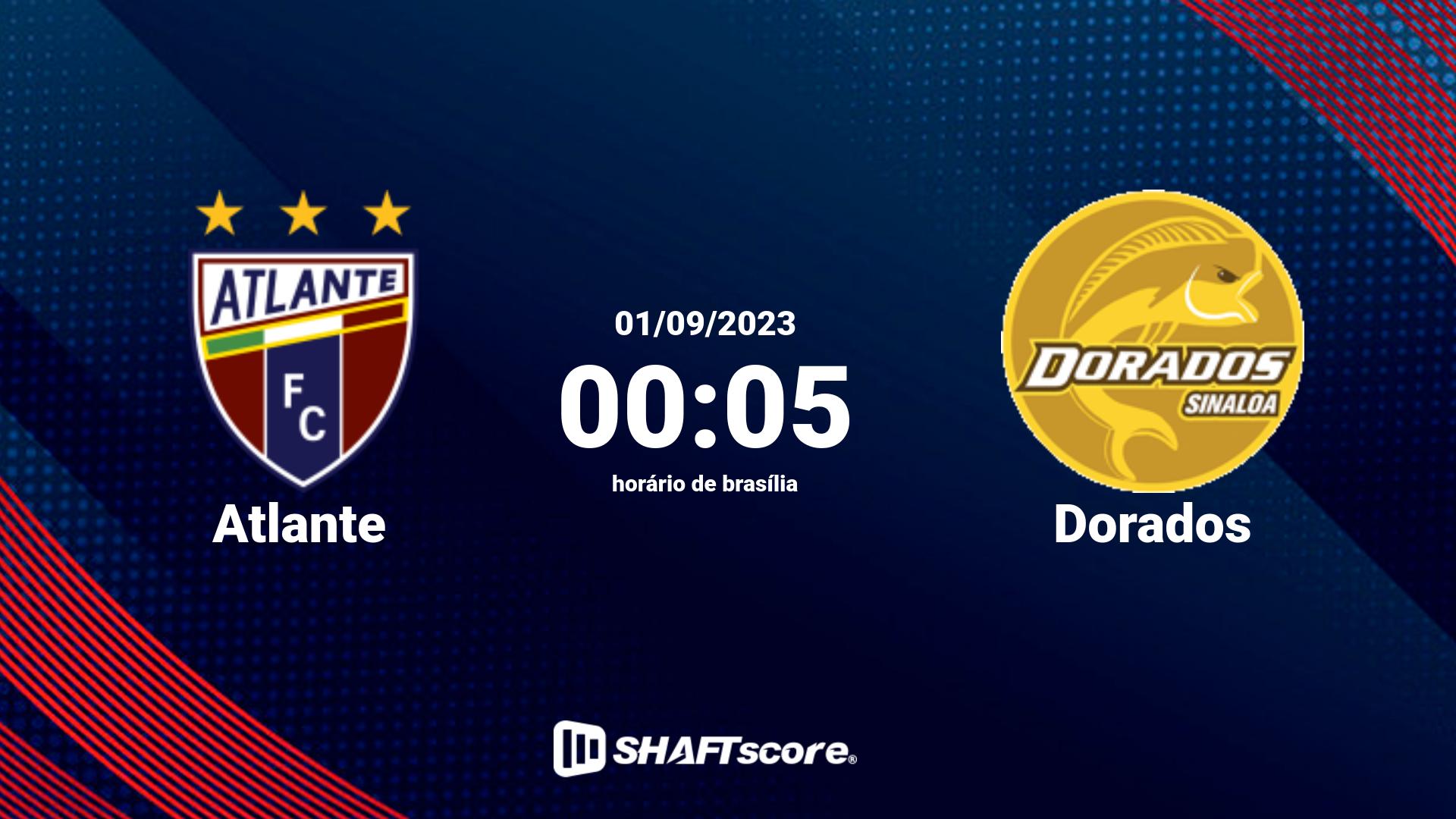 Estatísticas do jogo Atlante vs Dorados 01.09 00:05