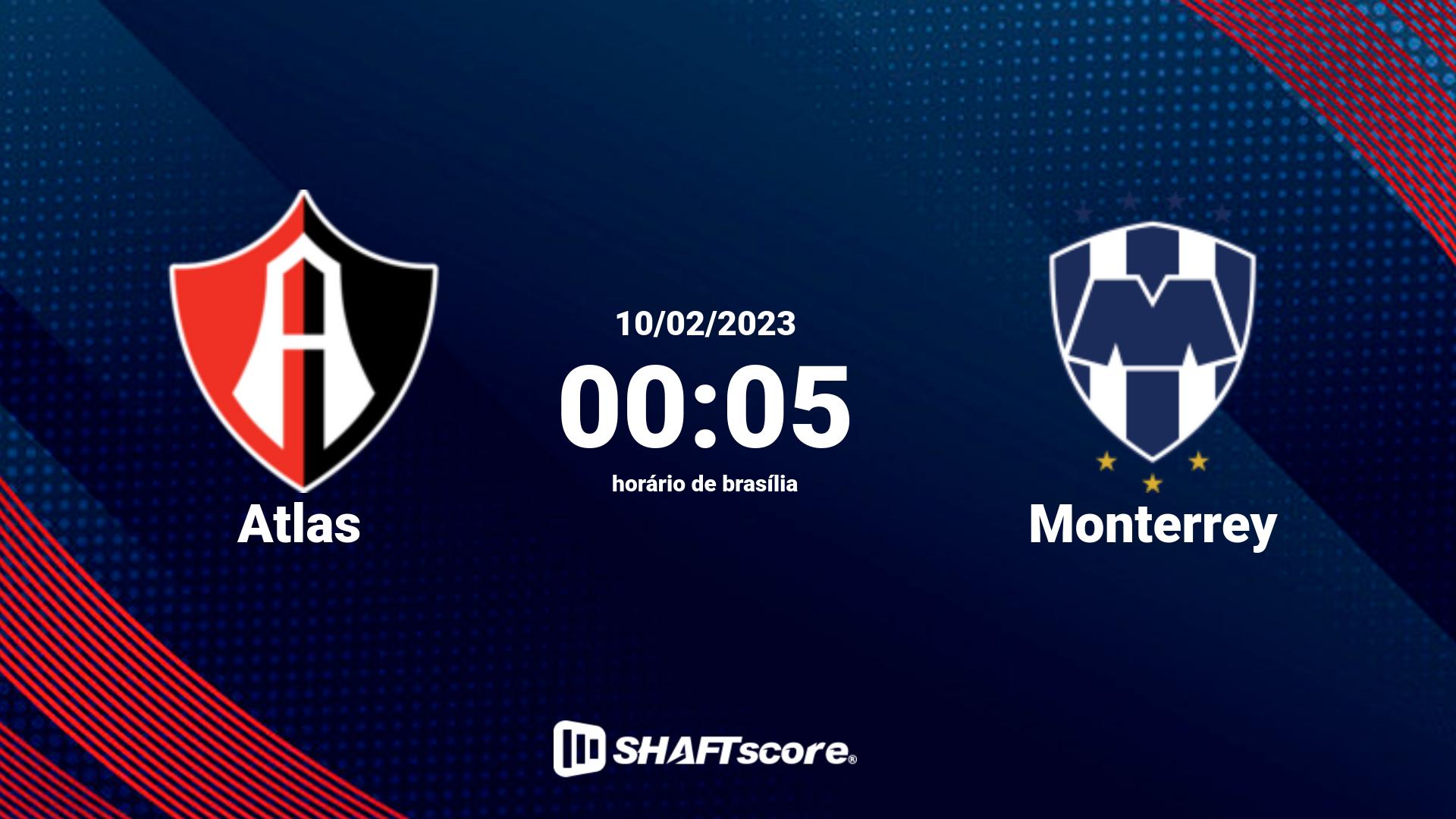 Estatísticas do jogo Atlas vs Monterrey 10.02 00:05