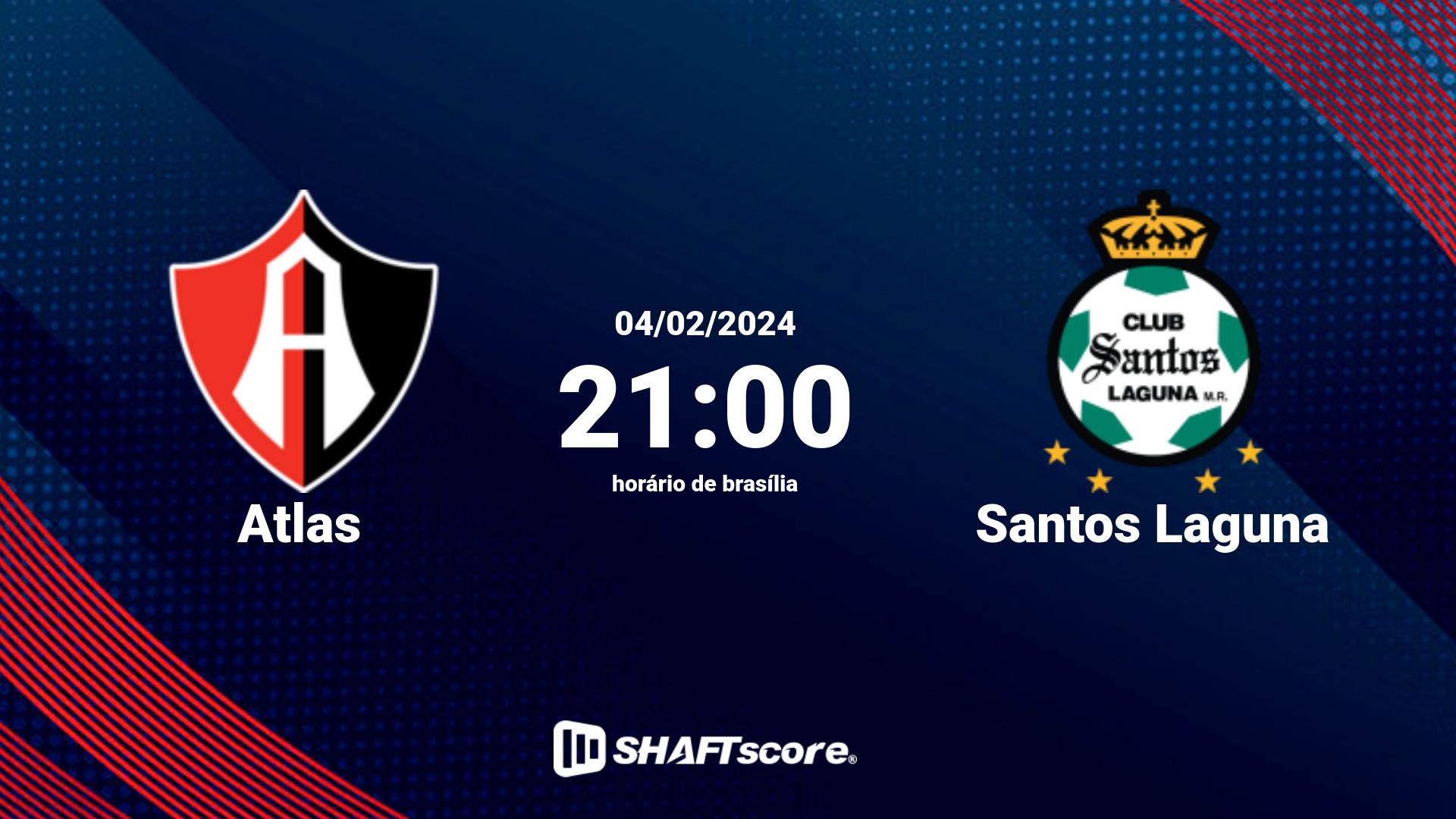 Estatísticas do jogo Atlas vs Santos Laguna 04.02 21:00