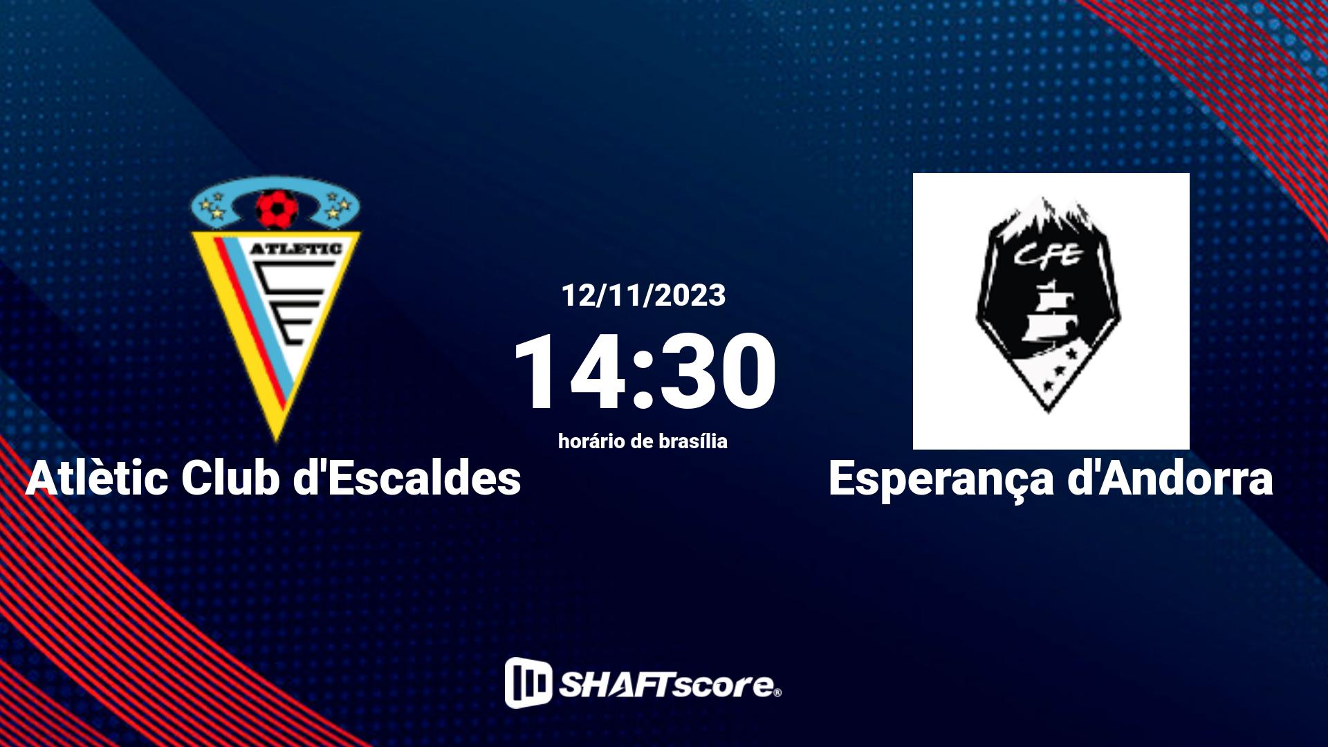 Estatísticas do jogo Atlètic Club d'Escaldes vs Esperança d'Andorra 12.11 14:30