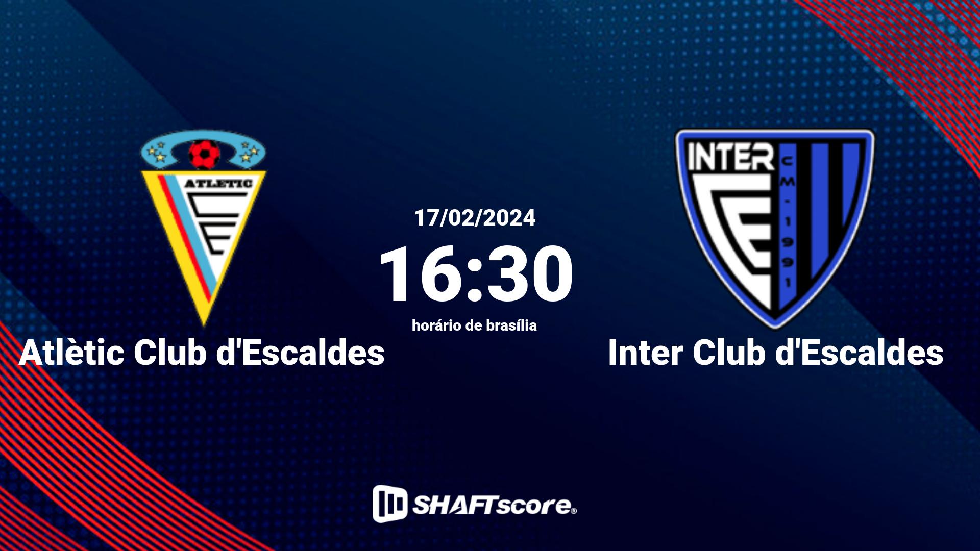 Estatísticas do jogo Atlètic Club d'Escaldes vs Inter Club d'Escaldes 17.02 16:30