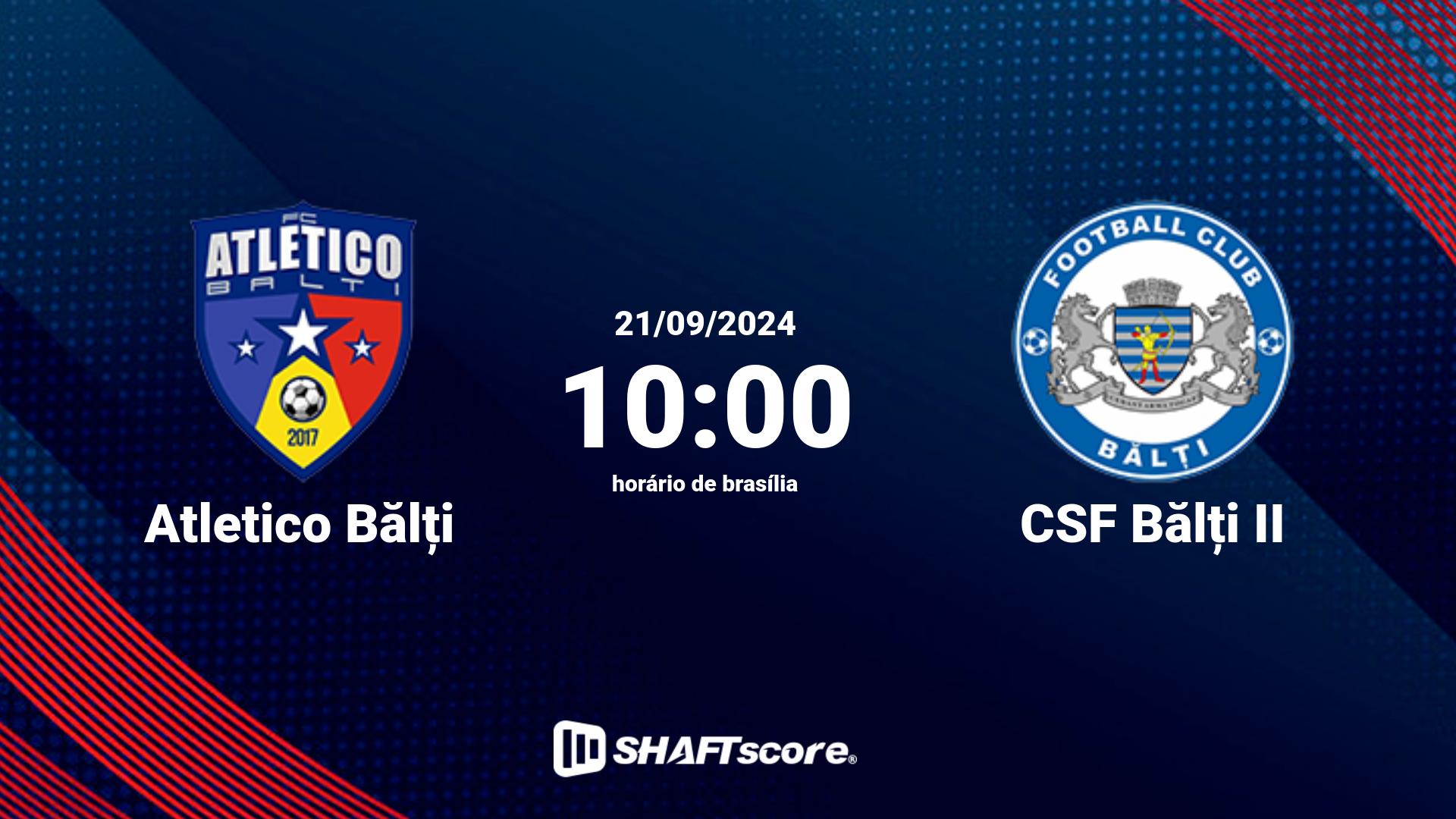 Estatísticas do jogo Atletico Bălți vs CSF Bălți II 21.09 10:00