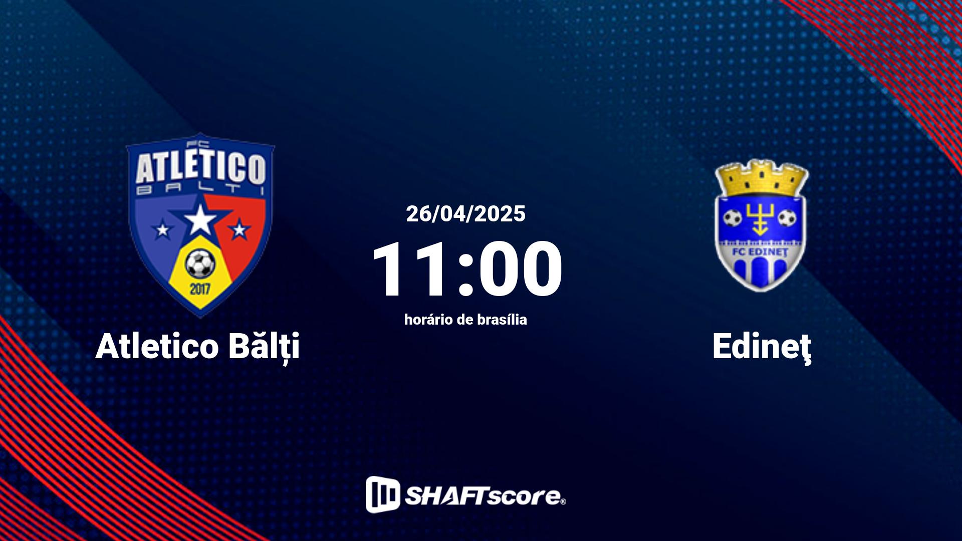 Estatísticas do jogo Atletico Bălți vs Edineţ 26.04 11:00