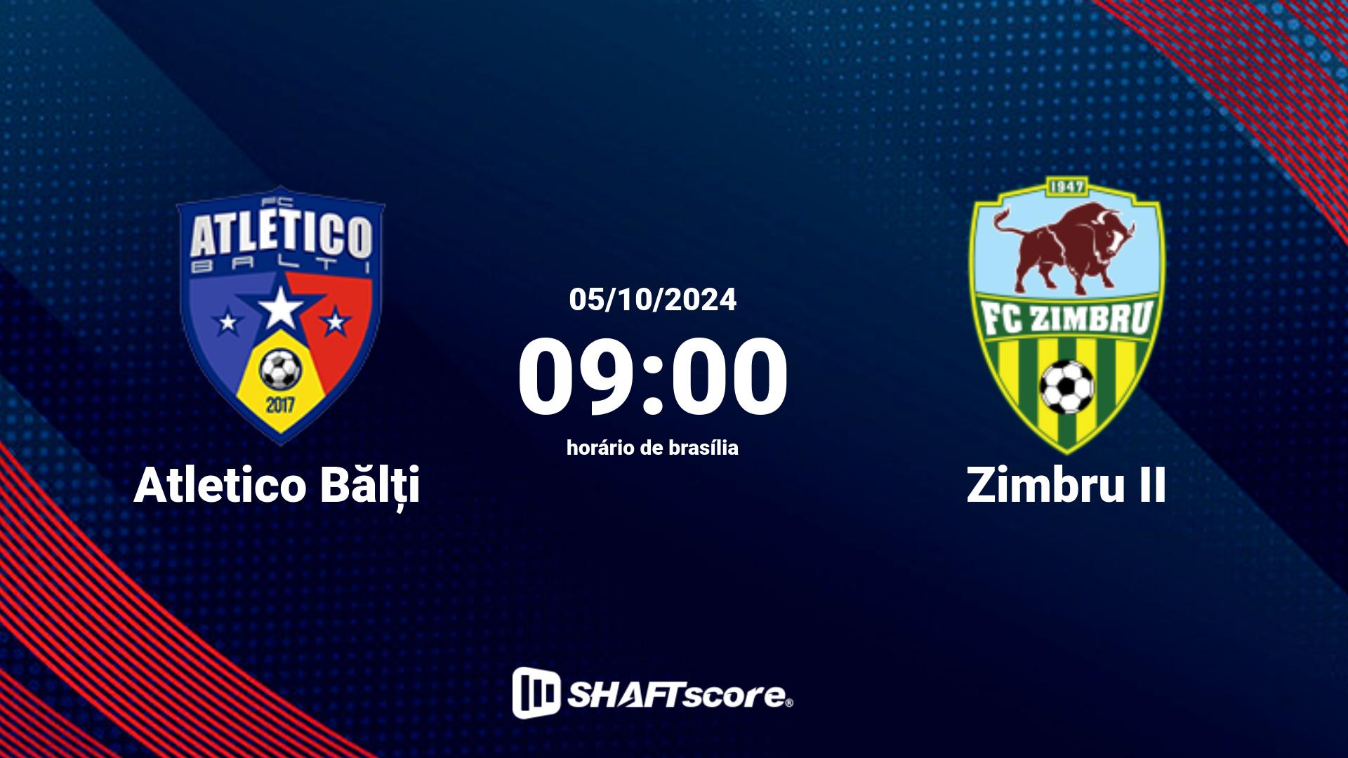 Estatísticas do jogo Atletico Bălți vs Zimbru II 05.10 09:00