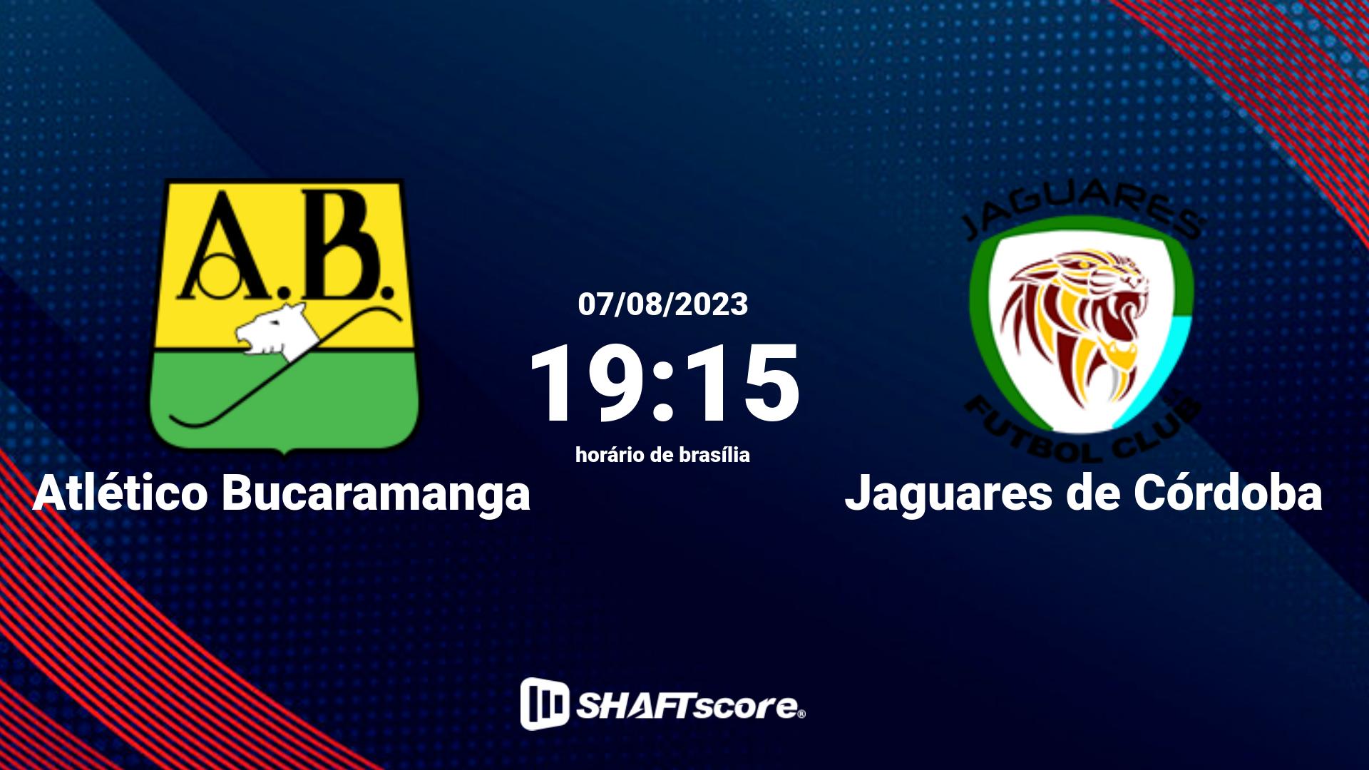 Estatísticas do jogo Atlético Bucaramanga vs Jaguares de Córdoba 07.08 19:15