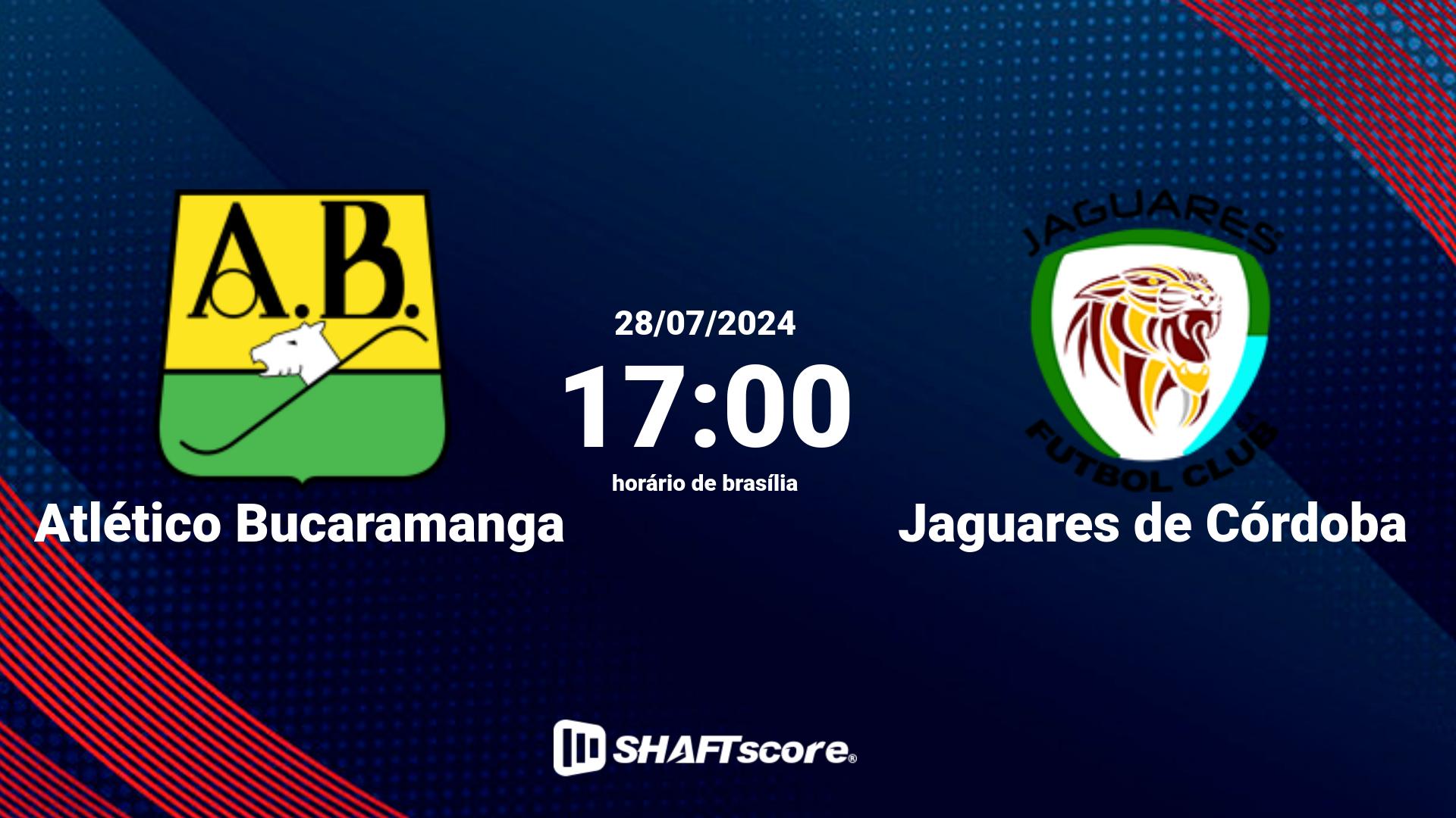 Estatísticas do jogo Atlético Bucaramanga vs Jaguares de Córdoba 28.07 17:00