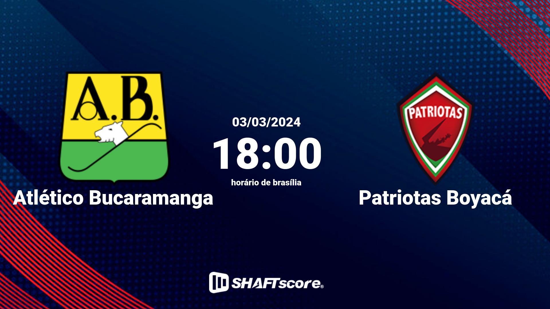 Estatísticas do jogo Atlético Bucaramanga vs Patriotas Boyacá 03.03 18:00