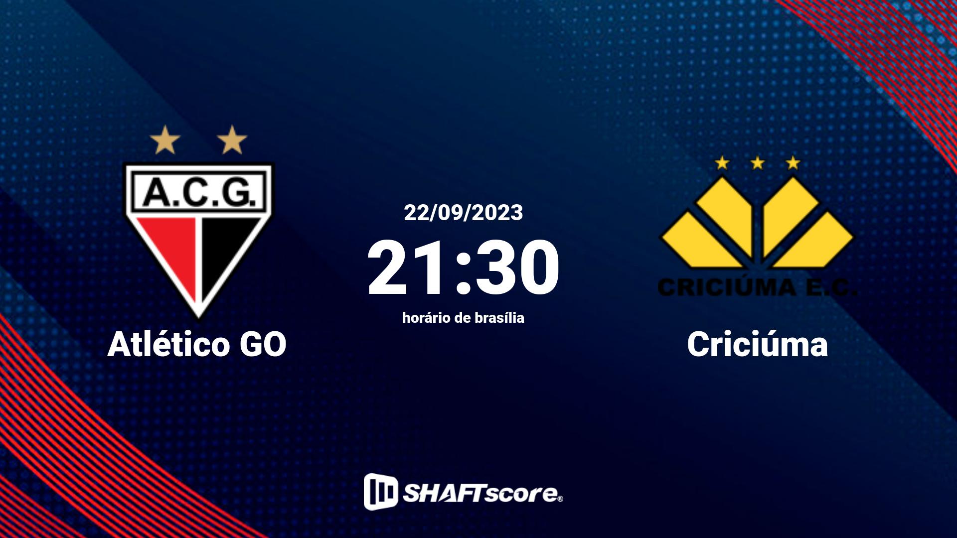 Estatísticas do jogo Atlético GO vs Criciúma 22.09 21:30