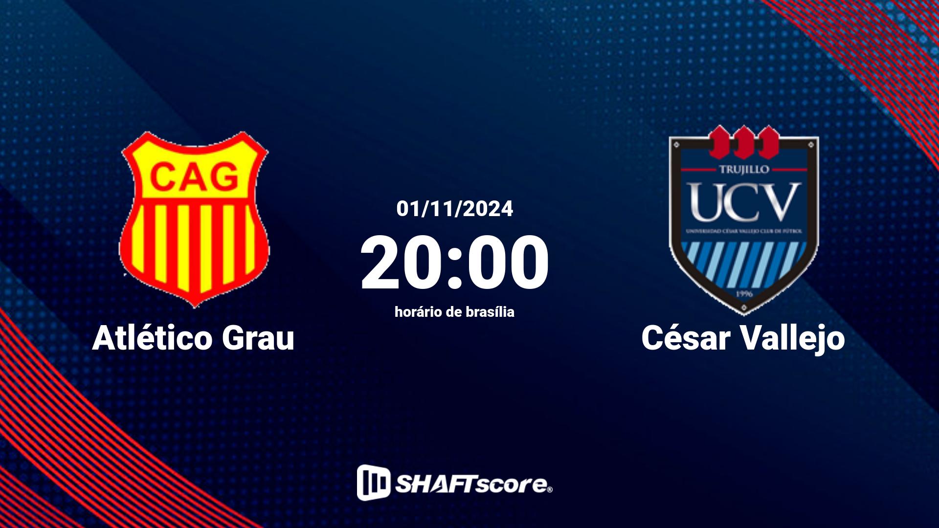 Estatísticas do jogo Atlético Grau vs César Vallejo 01.11 20:00