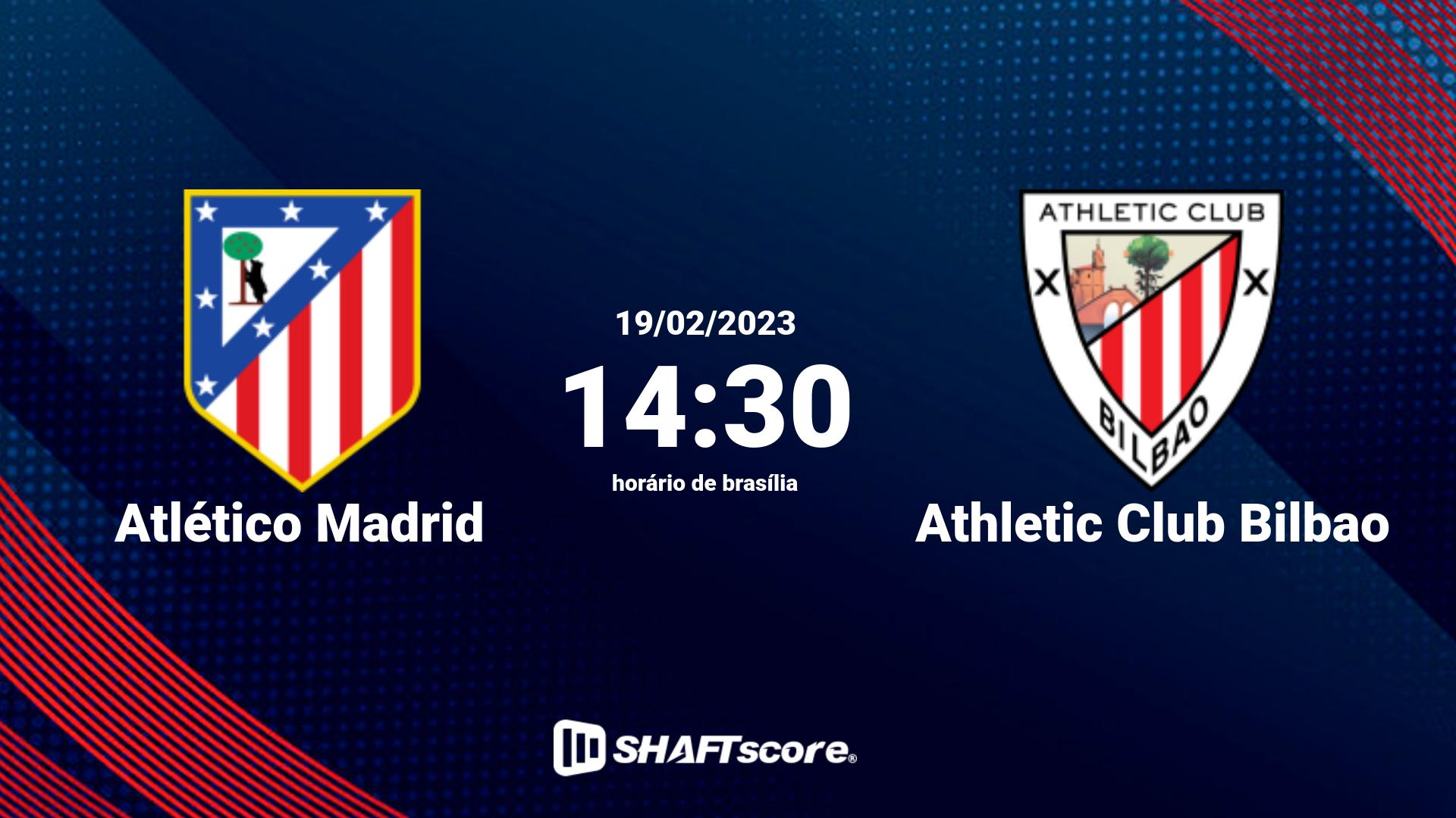 Estatísticas do jogo Atlético Madrid vs Athletic Club Bilbao 19.02 14:30