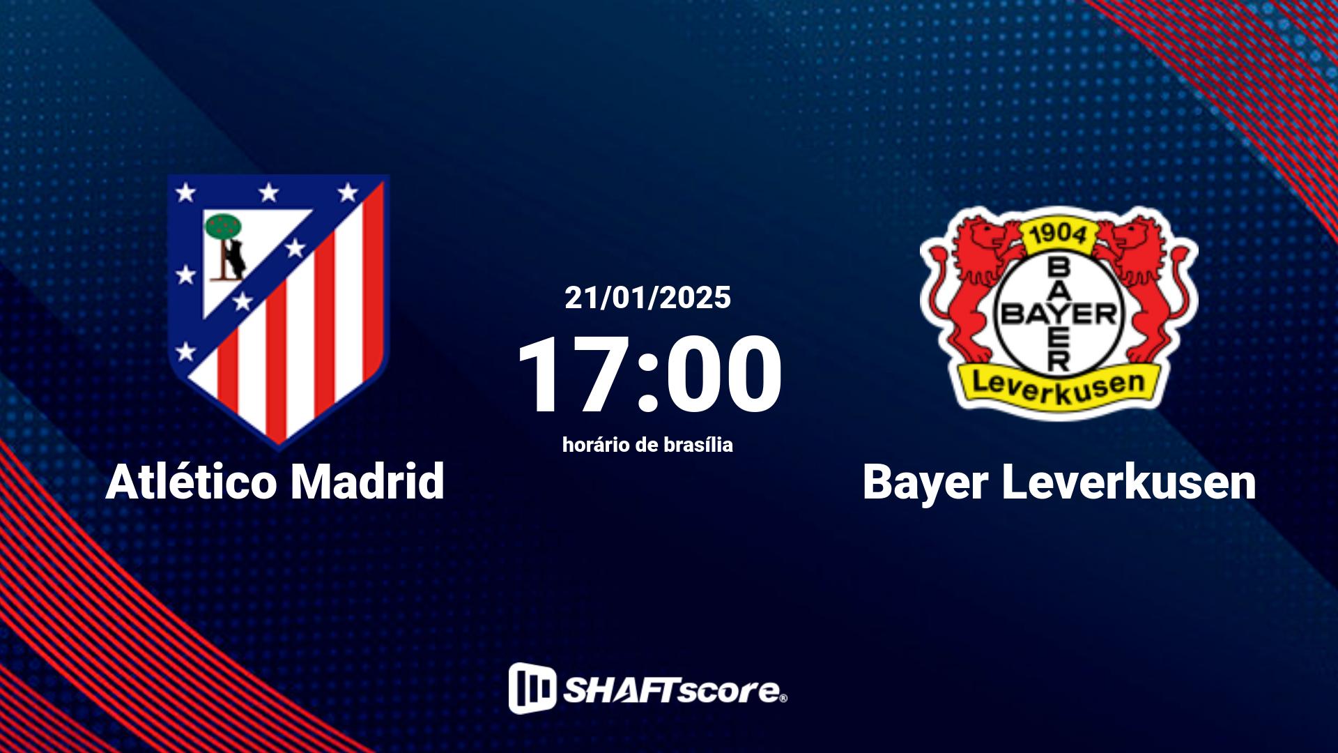 Estatísticas do jogo Atlético Madrid vs Bayer Leverkusen 21.01 17:00