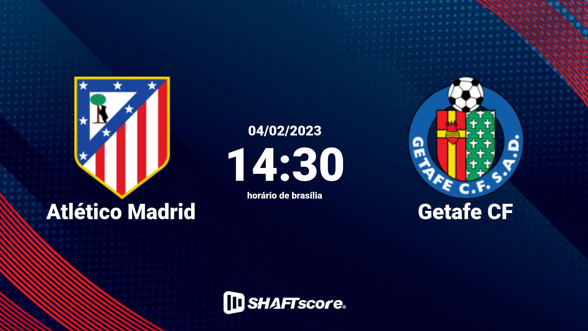 Estatísticas do jogo Atlético Madrid vs Getafe CF 04.02 14:30