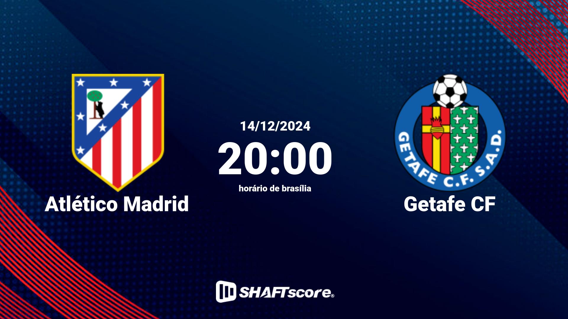 Estatísticas do jogo Atlético Madrid vs Getafe CF 14.12 20:00