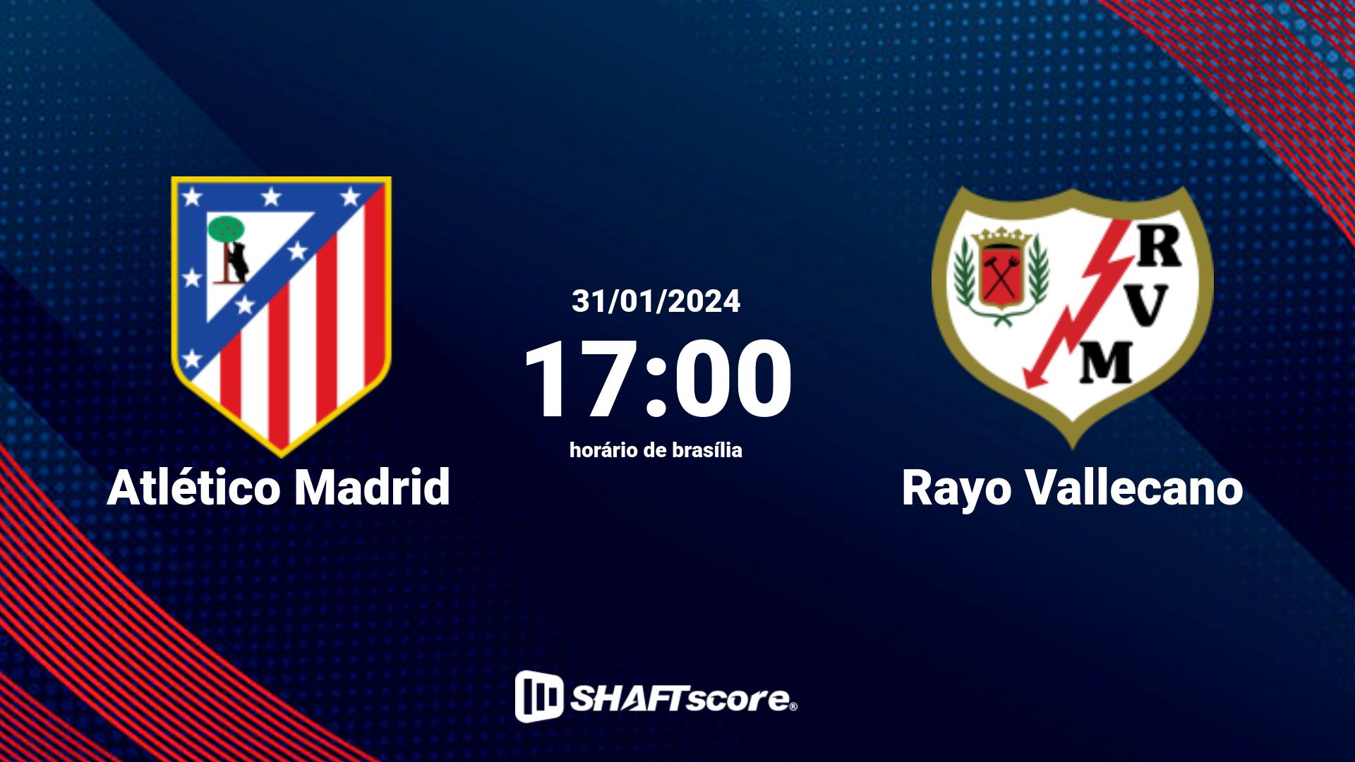 Estatísticas do jogo Atlético Madrid vs Rayo Vallecano 31.01 17:00