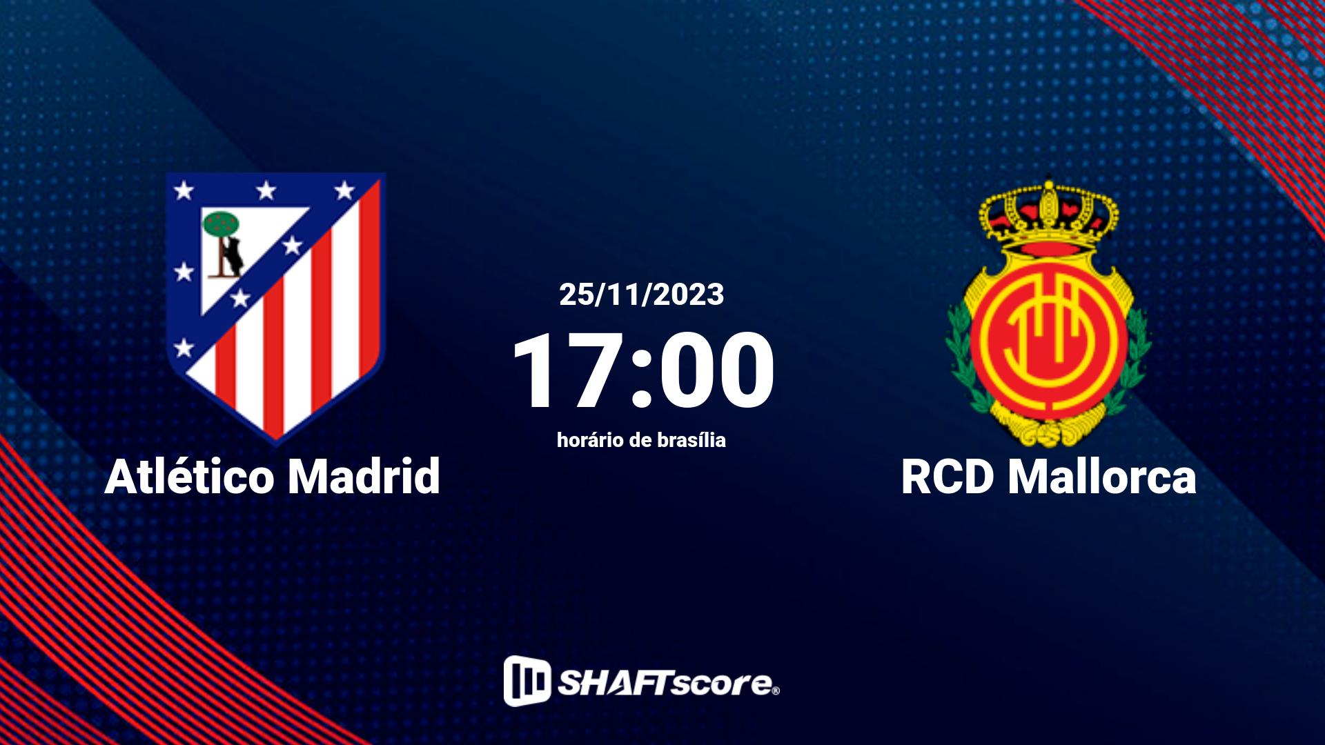 Estatísticas do jogo Atlético Madrid vs RCD Mallorca 25.11 17:00