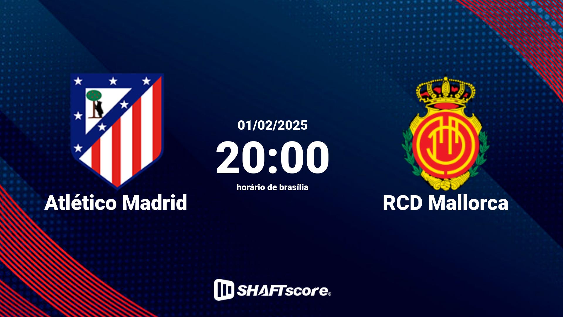 Estatísticas do jogo Atlético Madrid vs RCD Mallorca 01.02 20:00