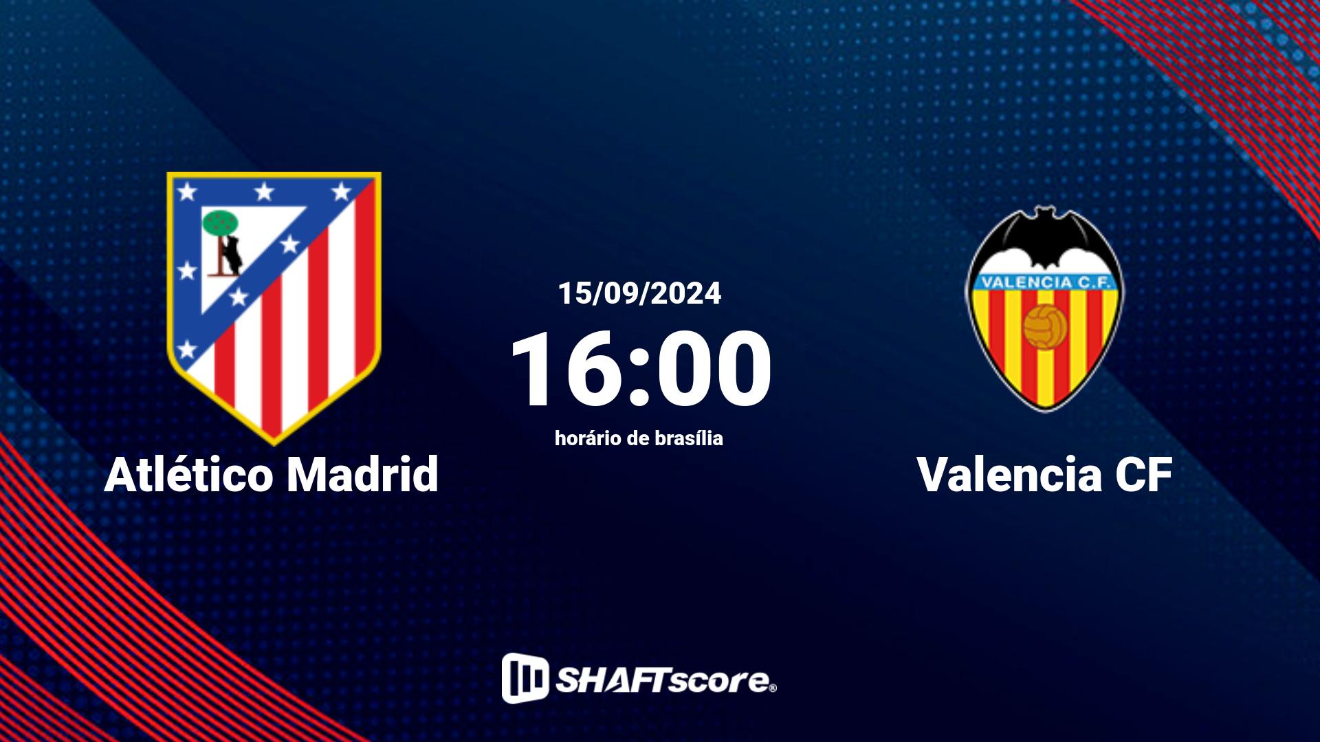 Estatísticas do jogo Atlético Madrid vs Valencia CF 15.09 16:00