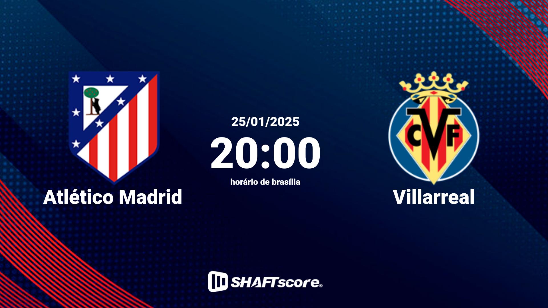 Estatísticas do jogo Atlético Madrid vs Villarreal 25.01 20:00