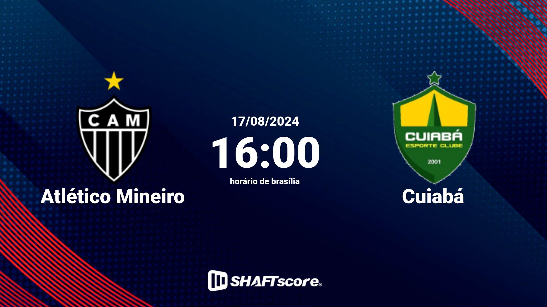 Estatísticas do jogo Atlético Mineiro vs Cuiabá 17.08 16:00