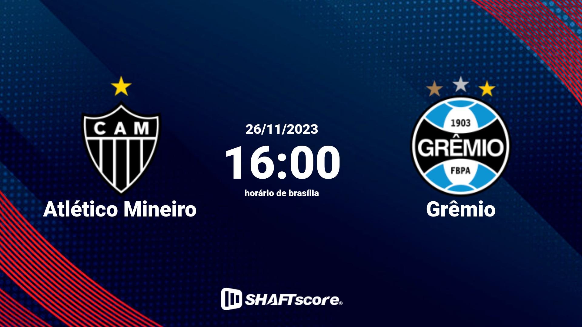 Estatísticas do jogo Atlético Mineiro vs Grêmio 26.11 16:00