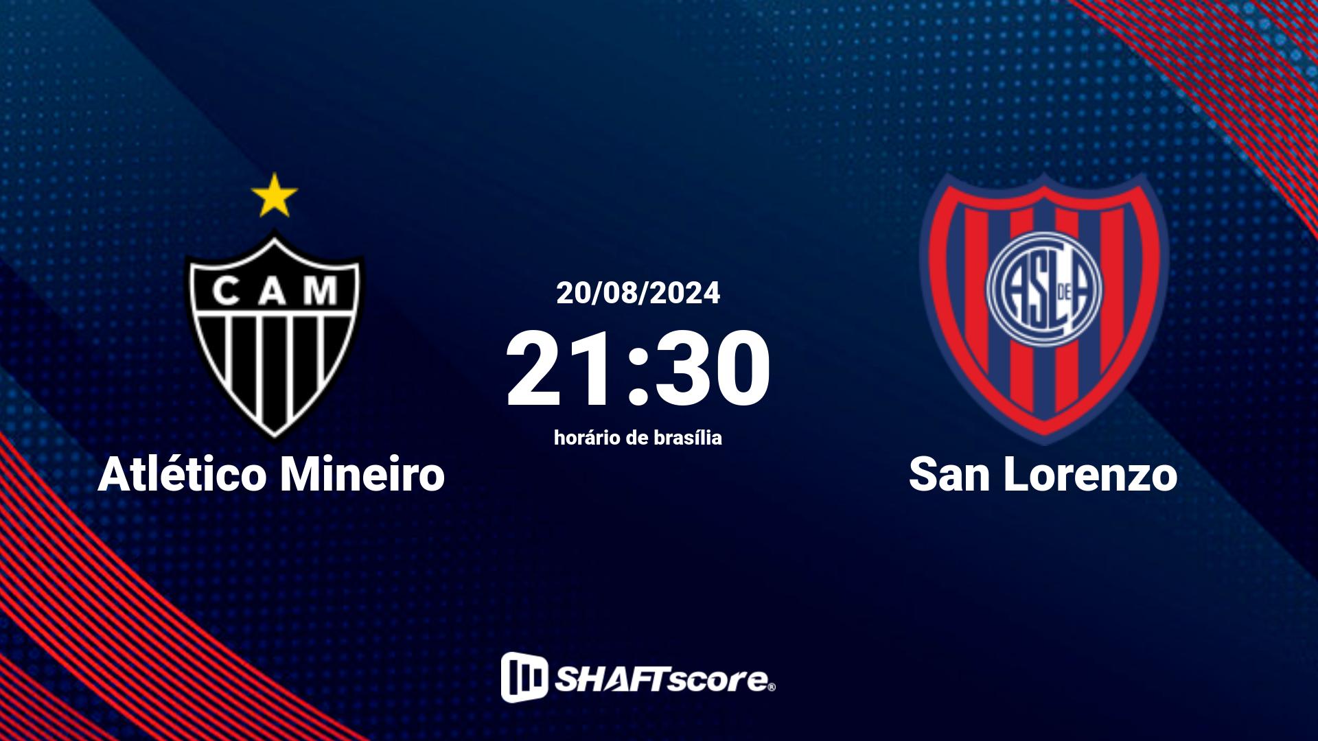 Estatísticas do jogo Atlético Mineiro vs San Lorenzo 20.08 21:30