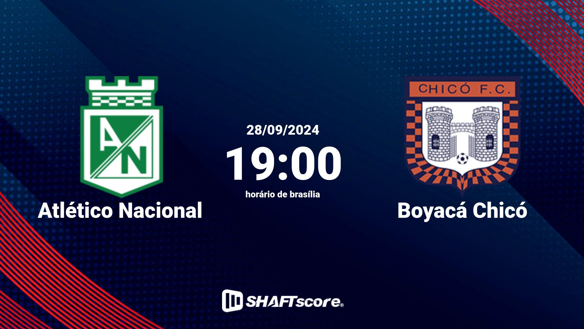 Estatísticas do jogo Atlético Nacional vs Boyacá Chicó 28.09 19:00