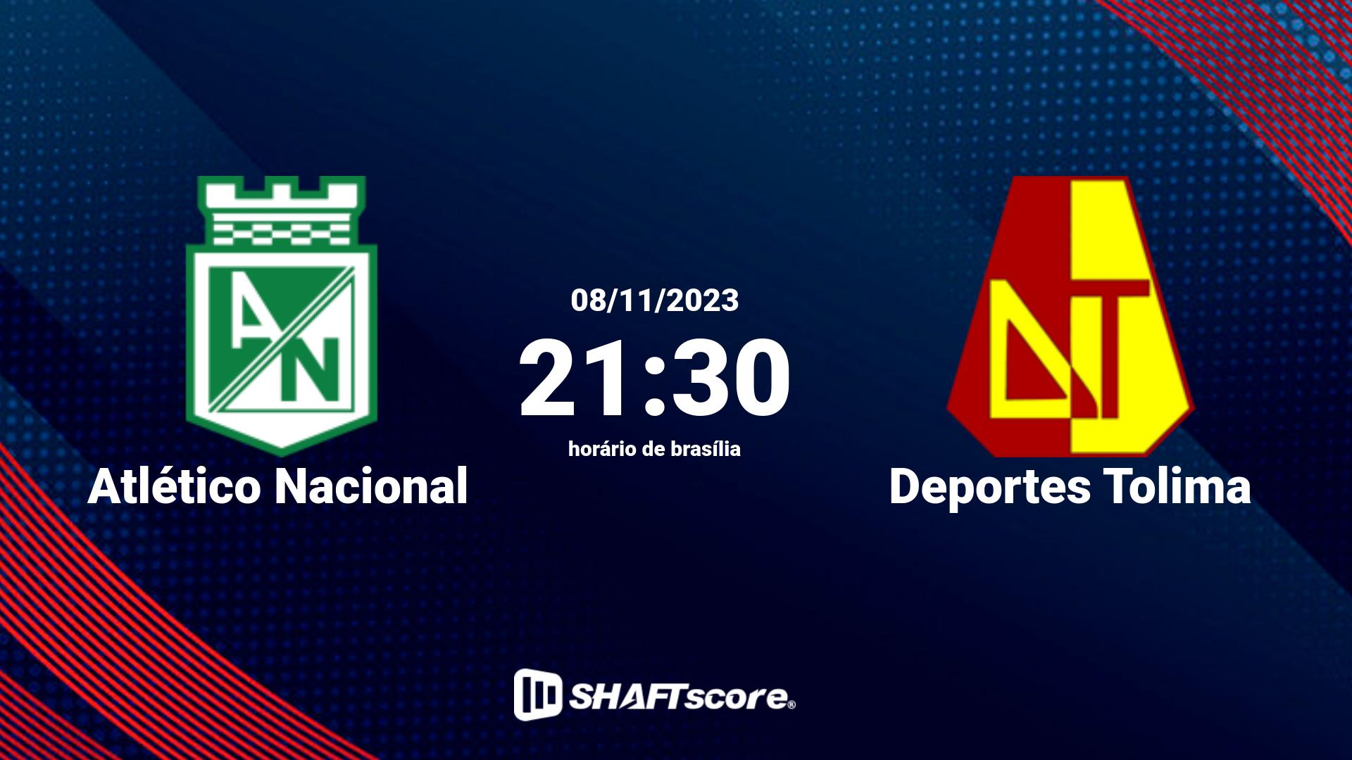 Estatísticas do jogo Atlético Nacional vs Deportes Tolima 08.11 21:30