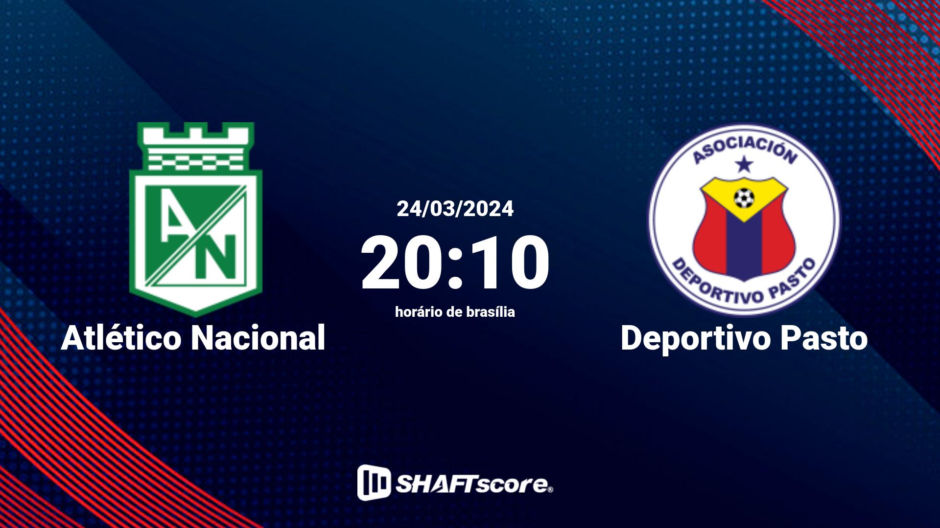 Estatísticas do jogo Atlético Nacional vs Deportivo Pasto 24.03 20:10