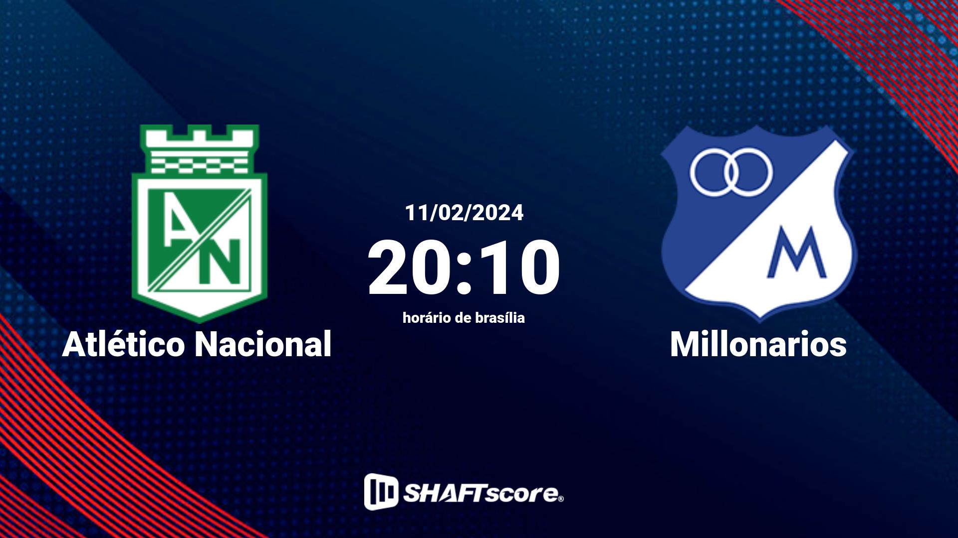 Estatísticas do jogo Atlético Nacional vs Millonarios 11.02 20:10