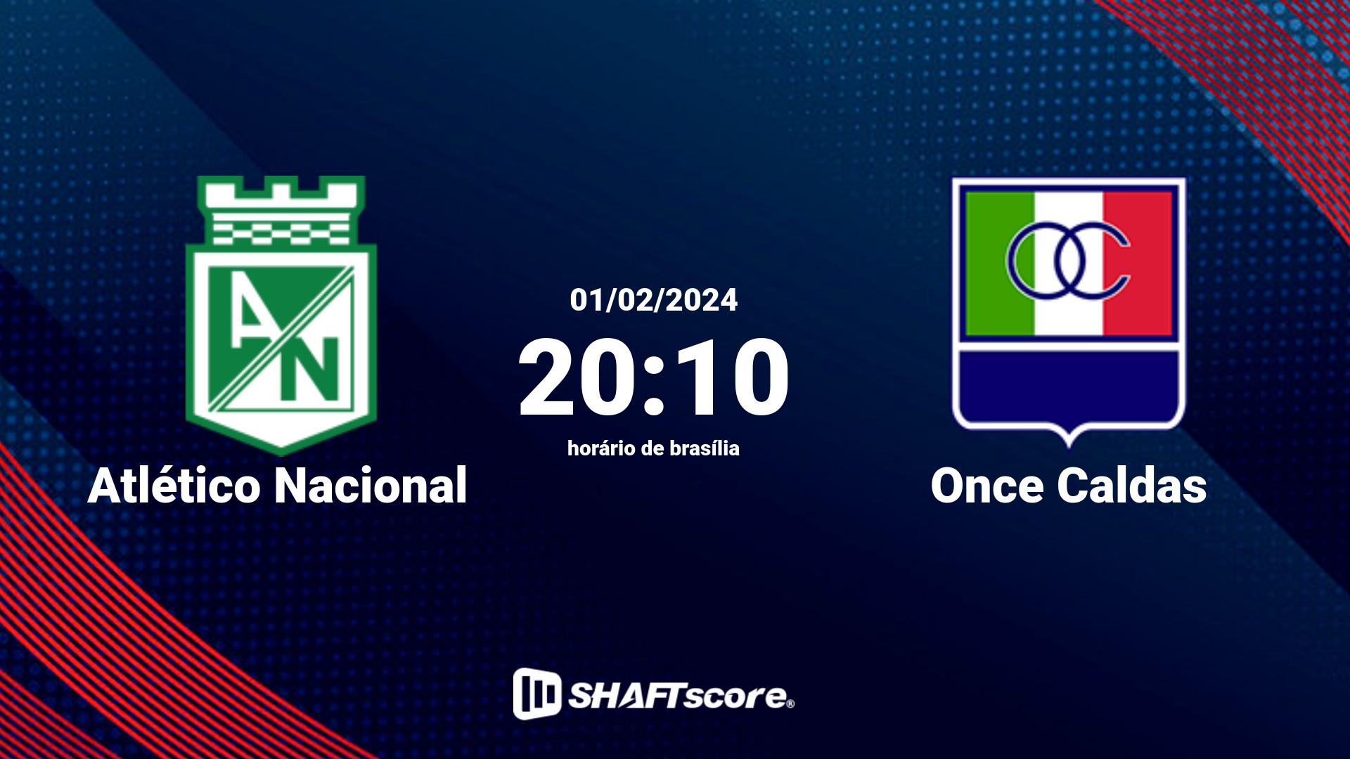 Estatísticas do jogo Atlético Nacional vs Once Caldas 01.02 20:10