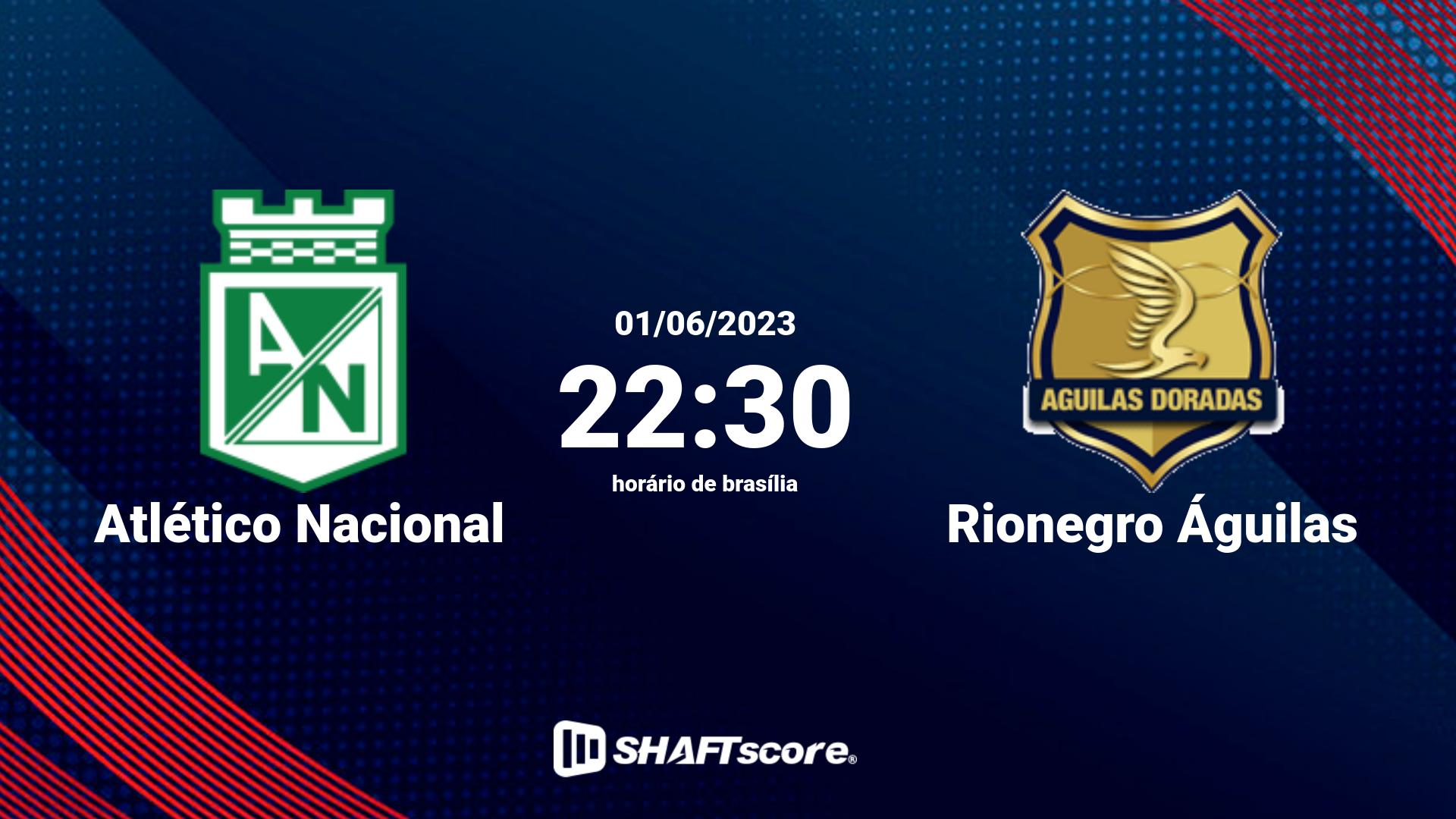 Estatísticas do jogo Atlético Nacional vs Rionegro Águilas 01.06 22:30