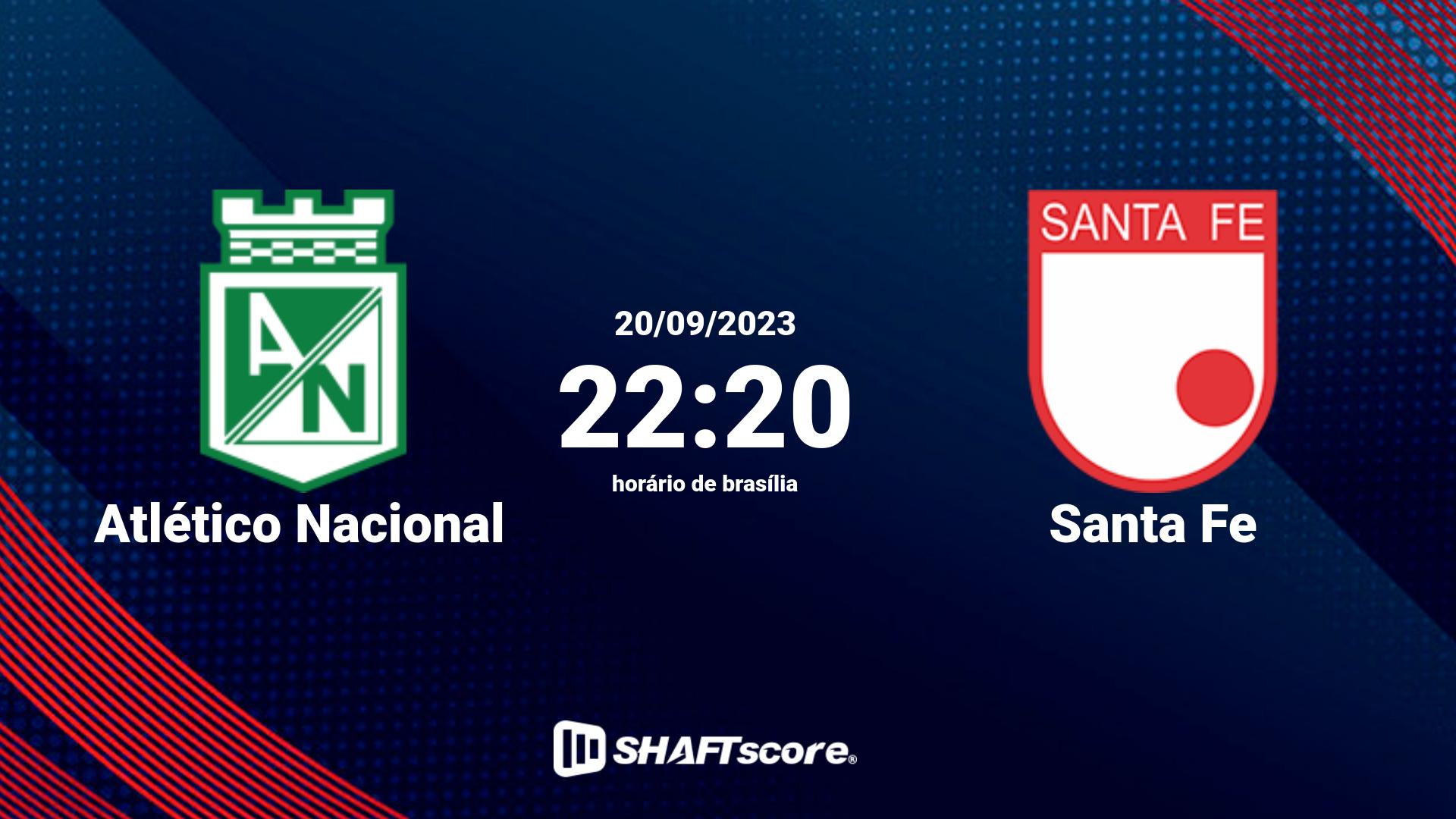 Estatísticas do jogo Atlético Nacional vs Santa Fe 20.09 22:20