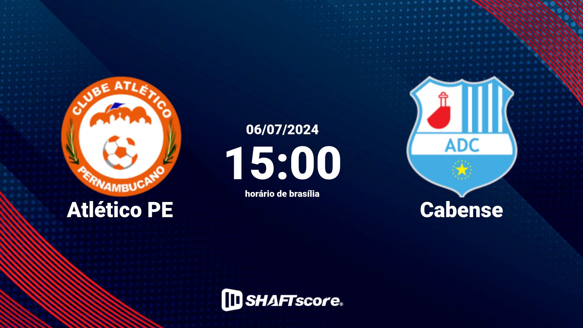 Estatísticas do jogo Atlético PE vs Cabense 06.07 15:00