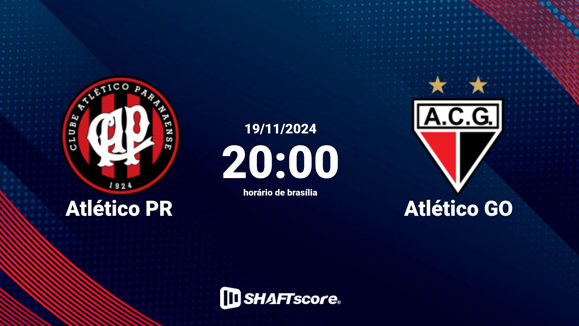 Estatísticas do jogo Atlético PR vs Atlético GO 19.11 20:00