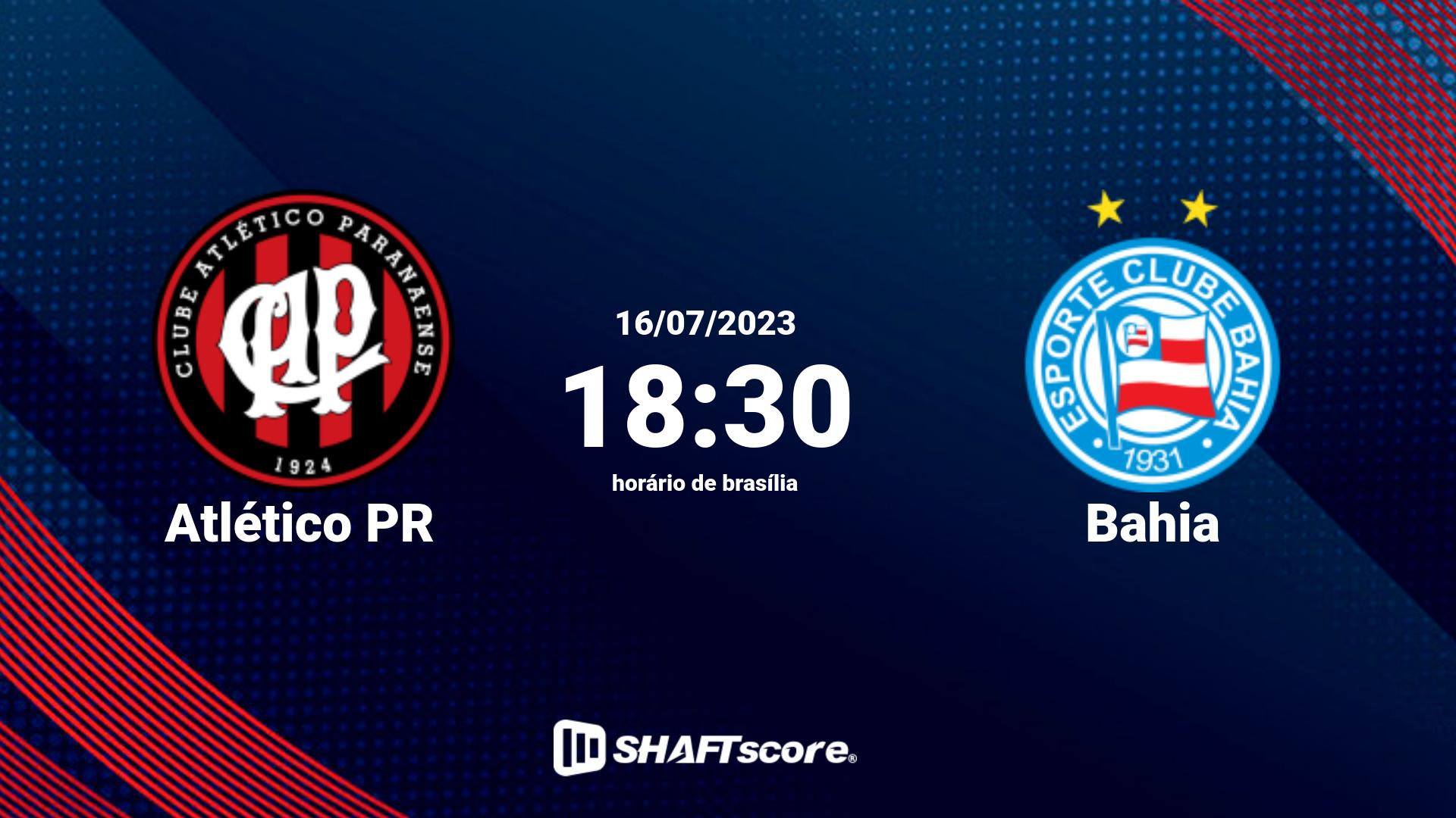 Estatísticas do jogo Atlético PR vs Bahia 16.07 18:30