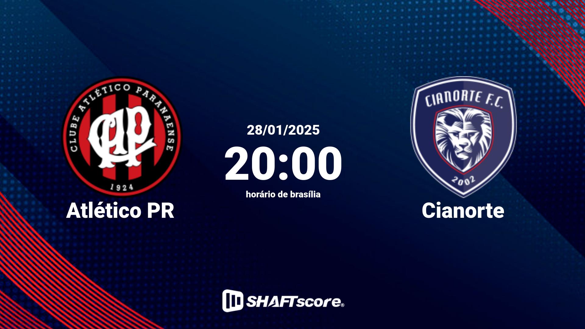 Estatísticas do jogo Atlético PR vs Cianorte 28.01 20:00