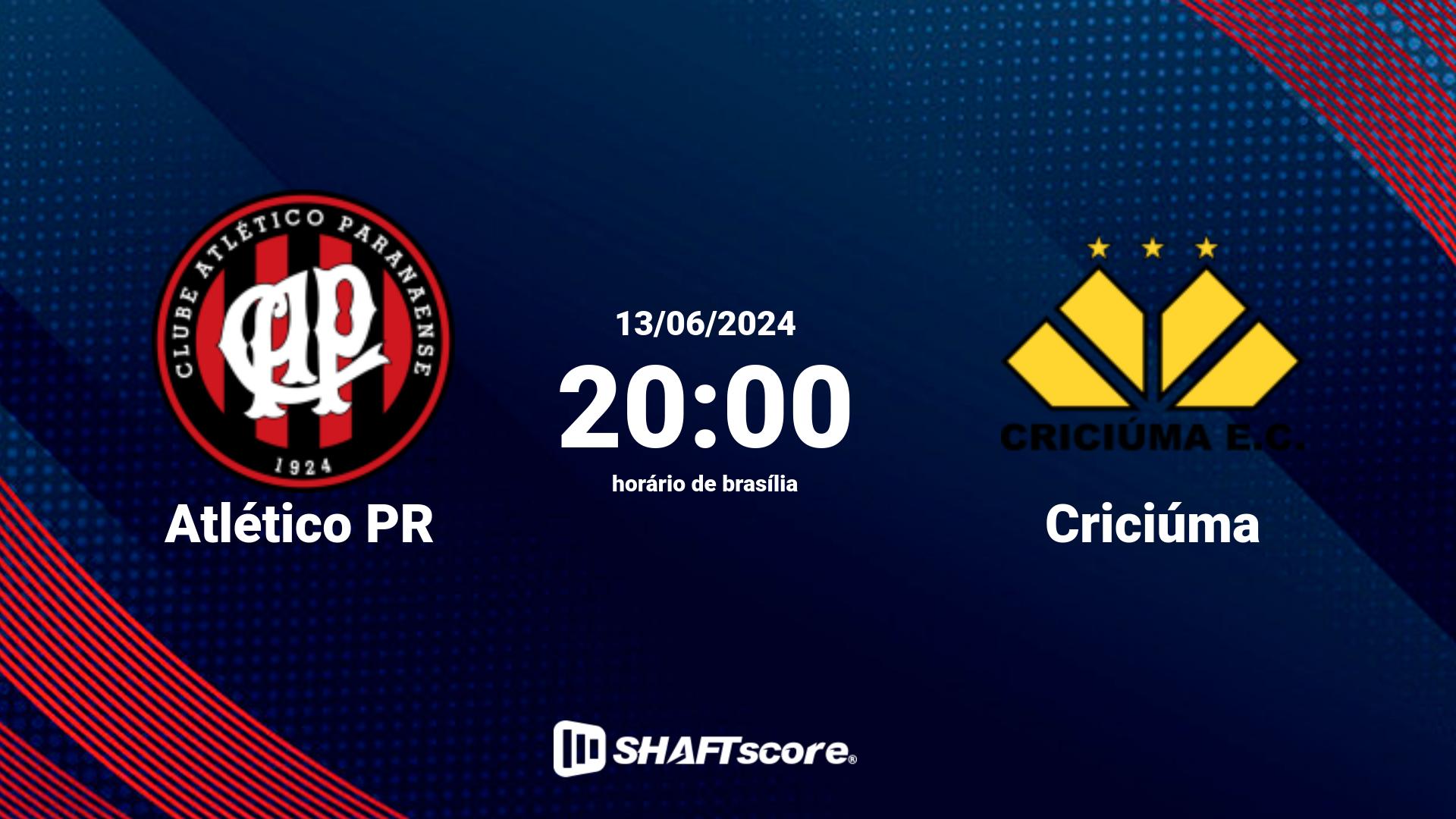 Estatísticas do jogo Atlético PR vs Criciúma 13.06 20:00