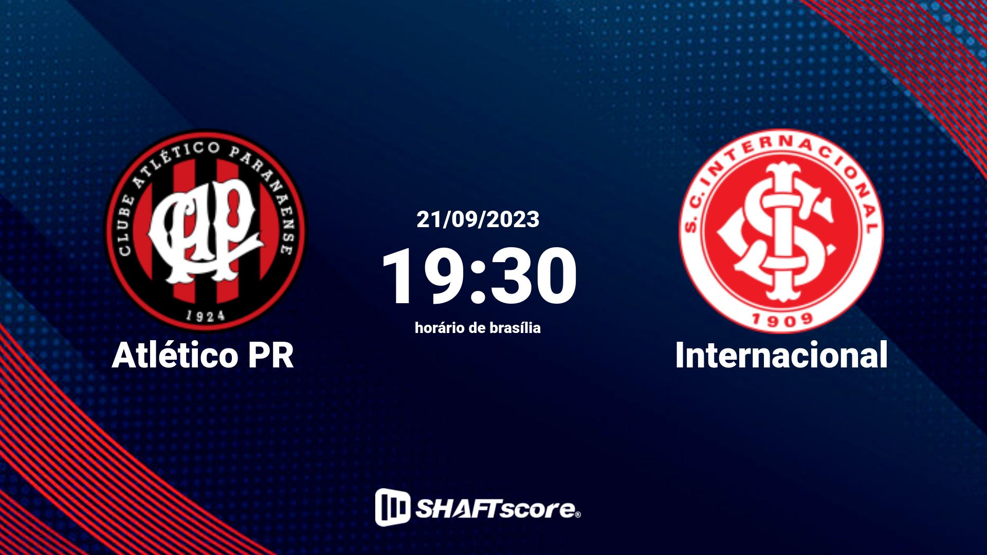 Estatísticas do jogo Atlético PR vs Internacional 21.09 19:30