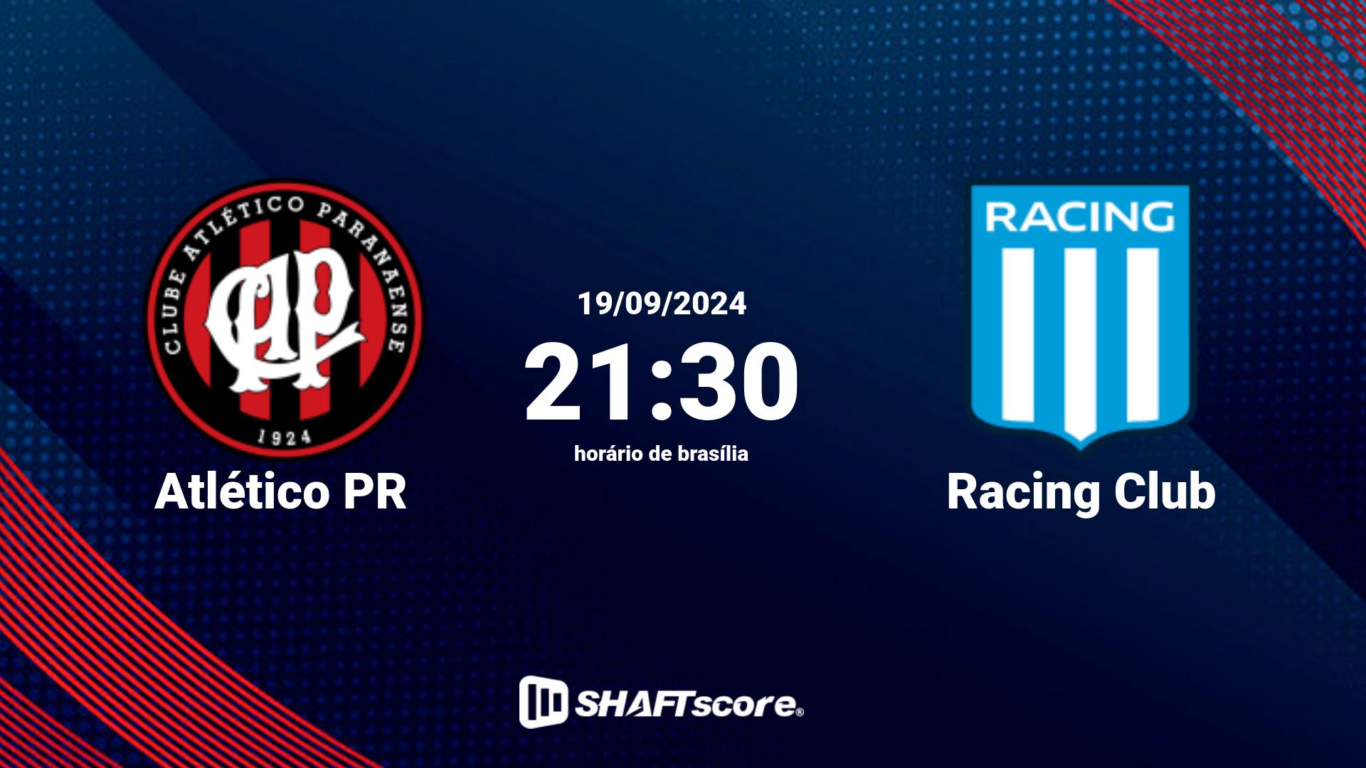 Estatísticas do jogo Atlético PR vs Racing Club 19.09 21:30