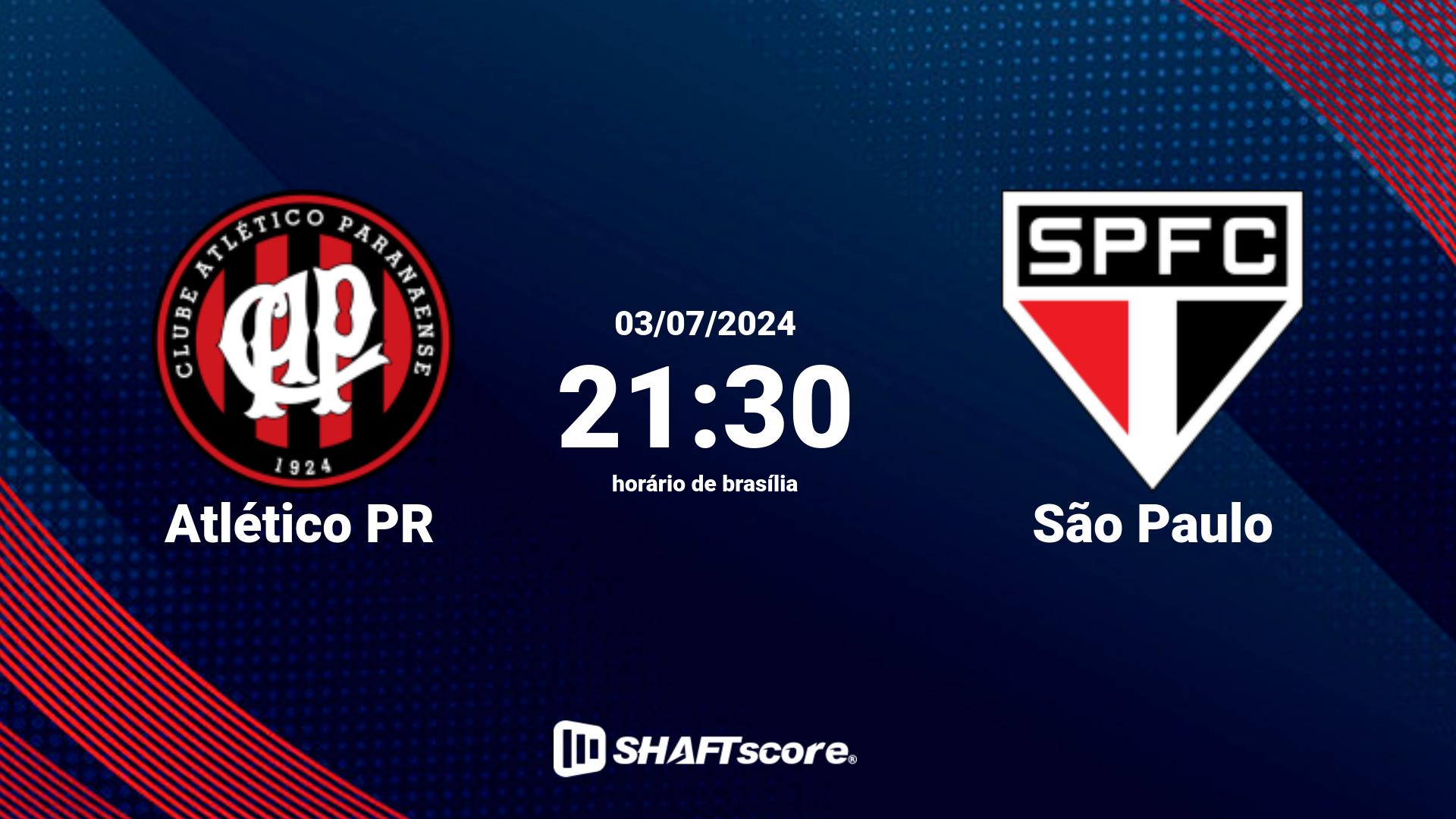 Estatísticas do jogo Atlético PR vs São Paulo 03.07 21:30