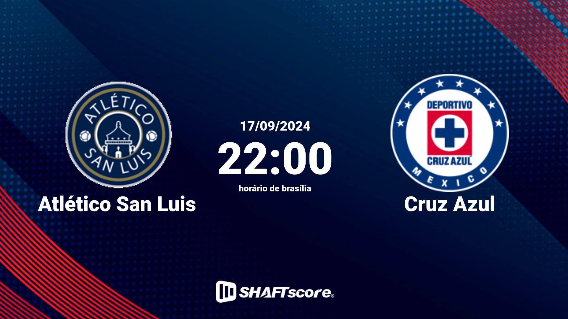 Estatísticas do jogo Atlético San Luis vs Cruz Azul 17.09 22:00