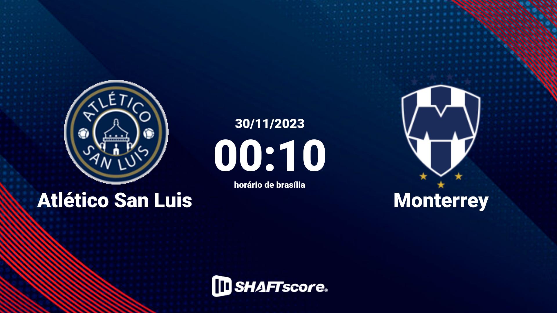 Estatísticas do jogo Atlético San Luis vs Monterrey 30.11 00:10