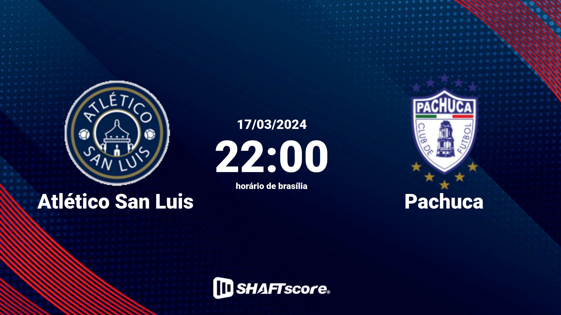 Estatísticas do jogo Atlético San Luis vs Pachuca 17.03 22:00