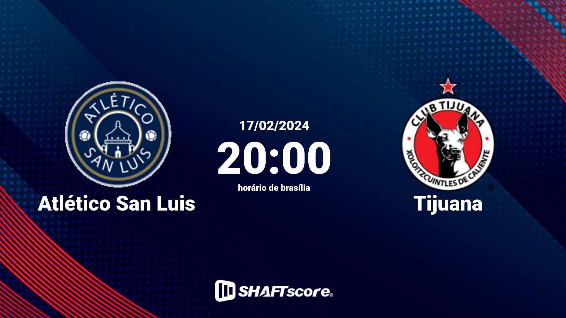 Estatísticas do jogo Atlético San Luis vs Tijuana 17.02 20:00