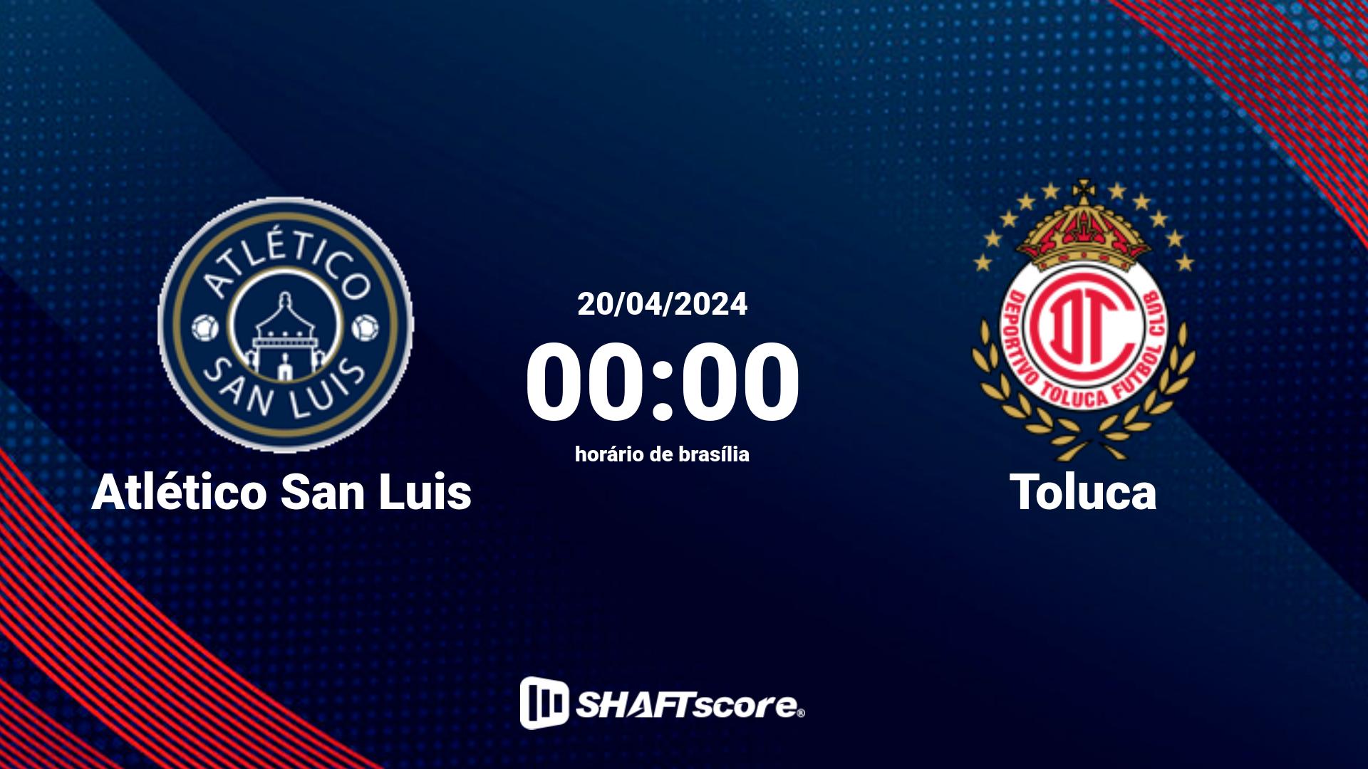 Estatísticas do jogo Atlético San Luis vs Toluca 20.04 00:00